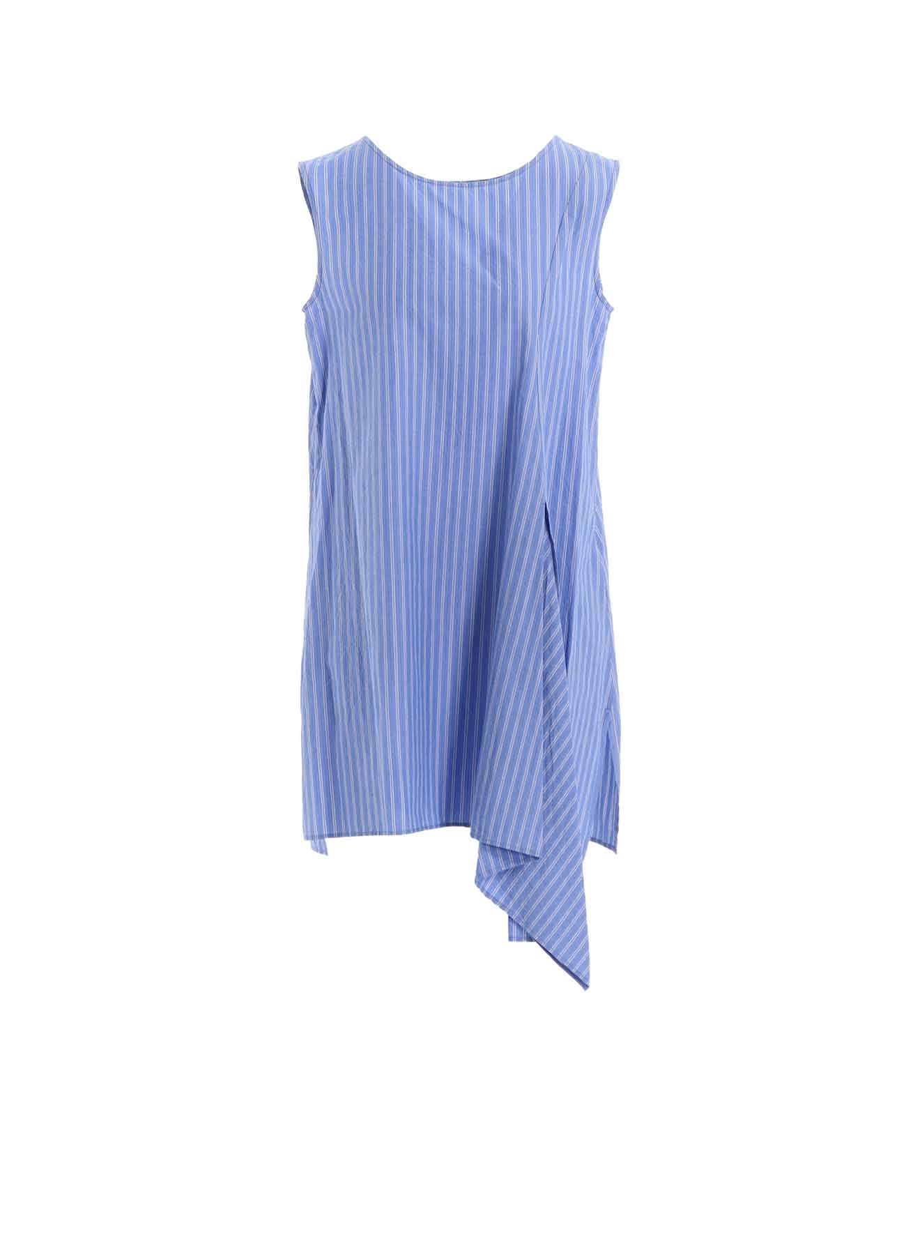 STRIPE COTTON LEFT FRONT SLIT BLOUSE