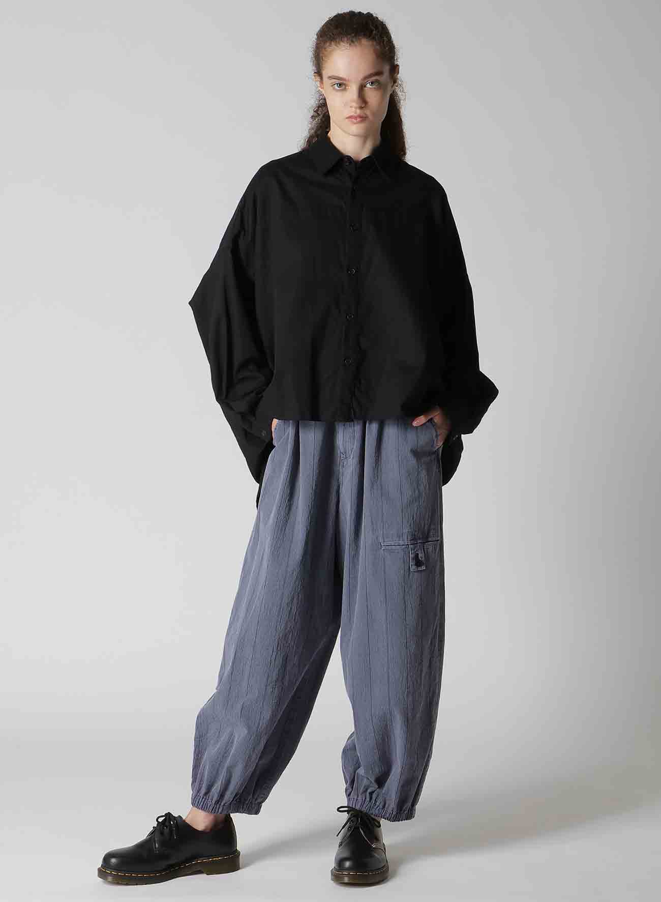 [Y's BORN PRODUCT] THIN COTTON TWILL DOUBLE FRONT OVERSIZED SHIRT