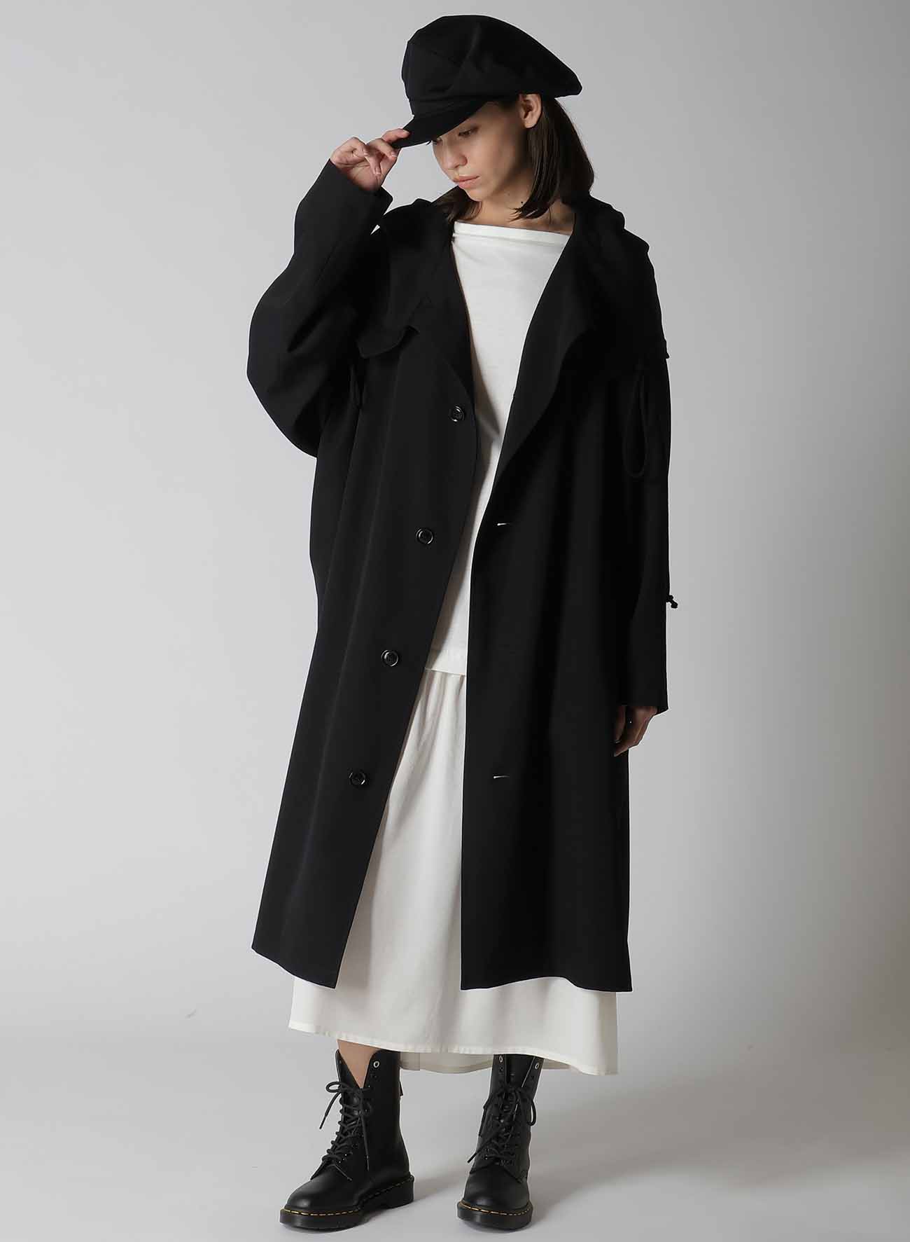 WOOL GABARDINE BIG HOODIE COAT