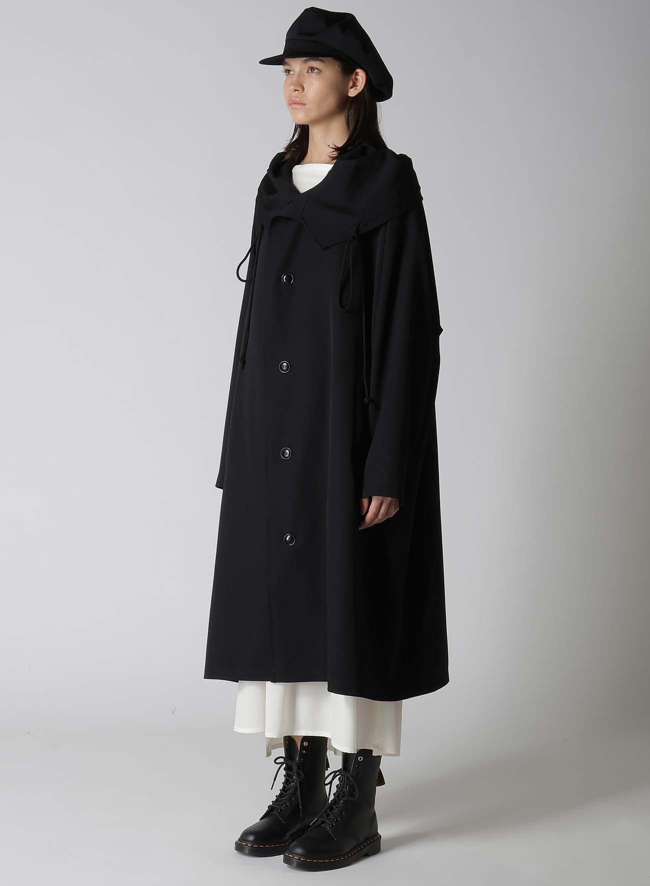 WOOL GABARDINE BIG HOODIE COAT