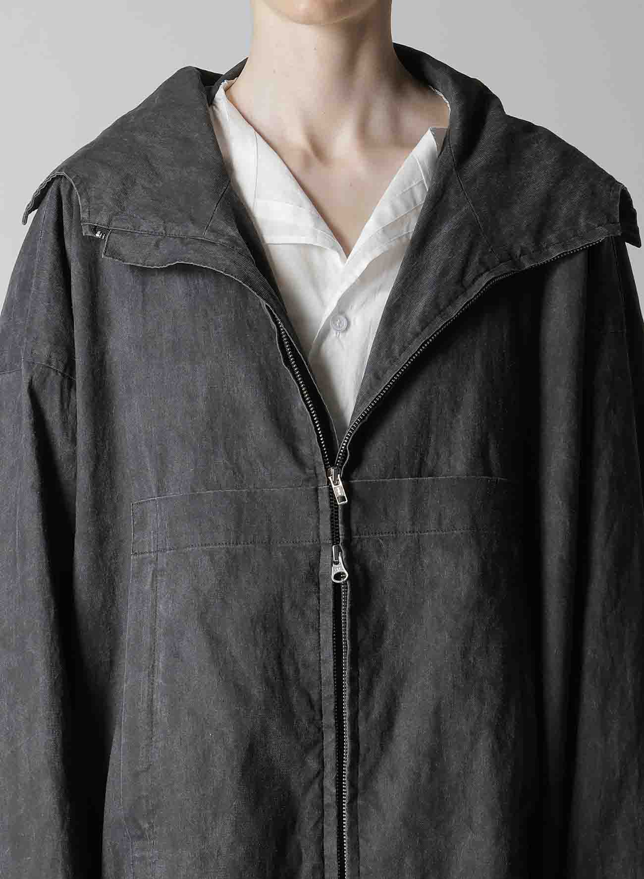 RAMIE/NYLON PIGMENT COATING BIG ANORAK COAT