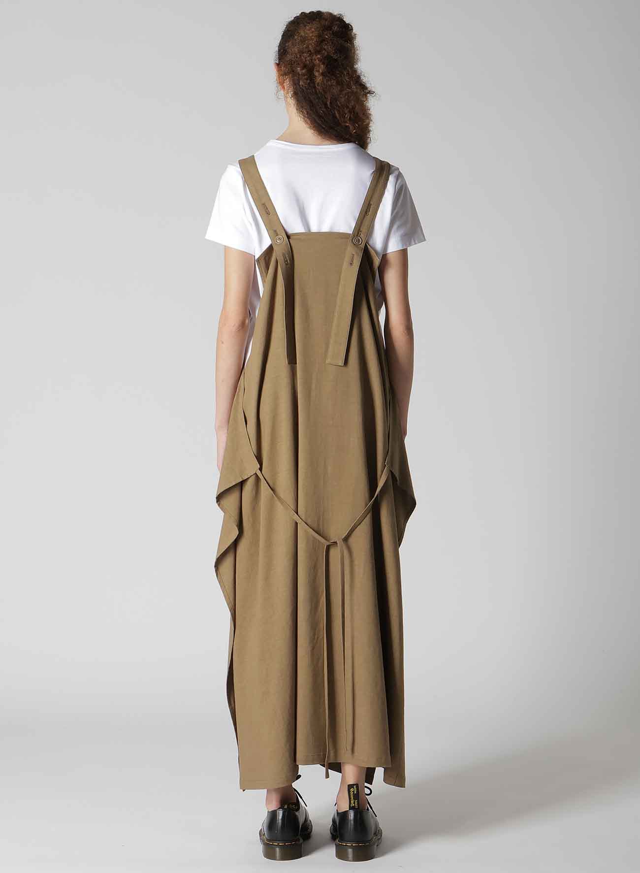 RY/LI CANVAS SIDE BUTTON SHOULDER STRAP DRESS