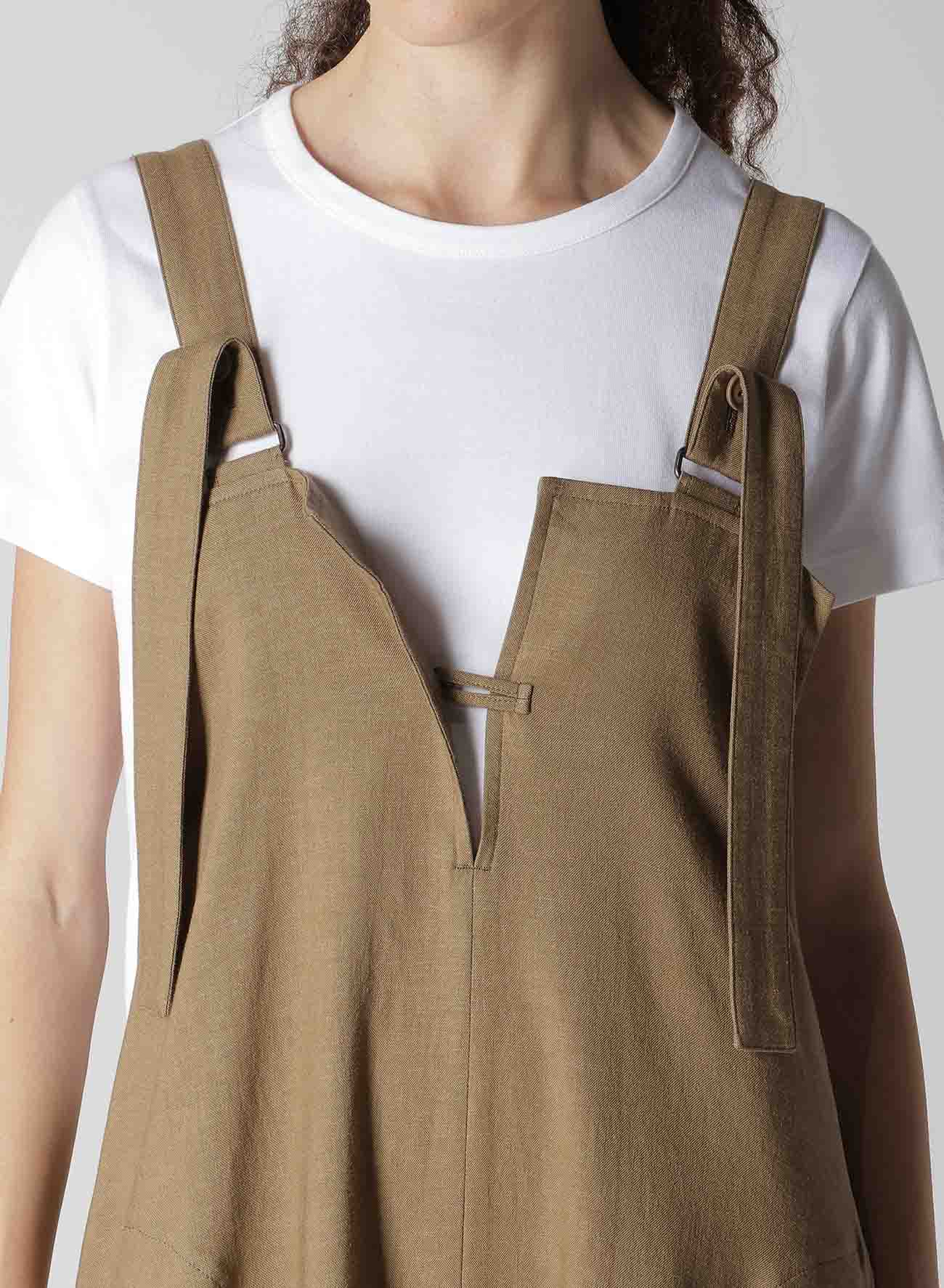 RY/LI CANVAS SIDE BUTTON SHOULDER STRAP DRESS