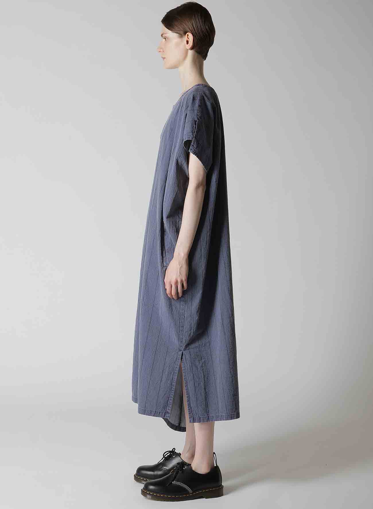 WASHER STRIPE ASYMMETRIC FRENCH DRESS