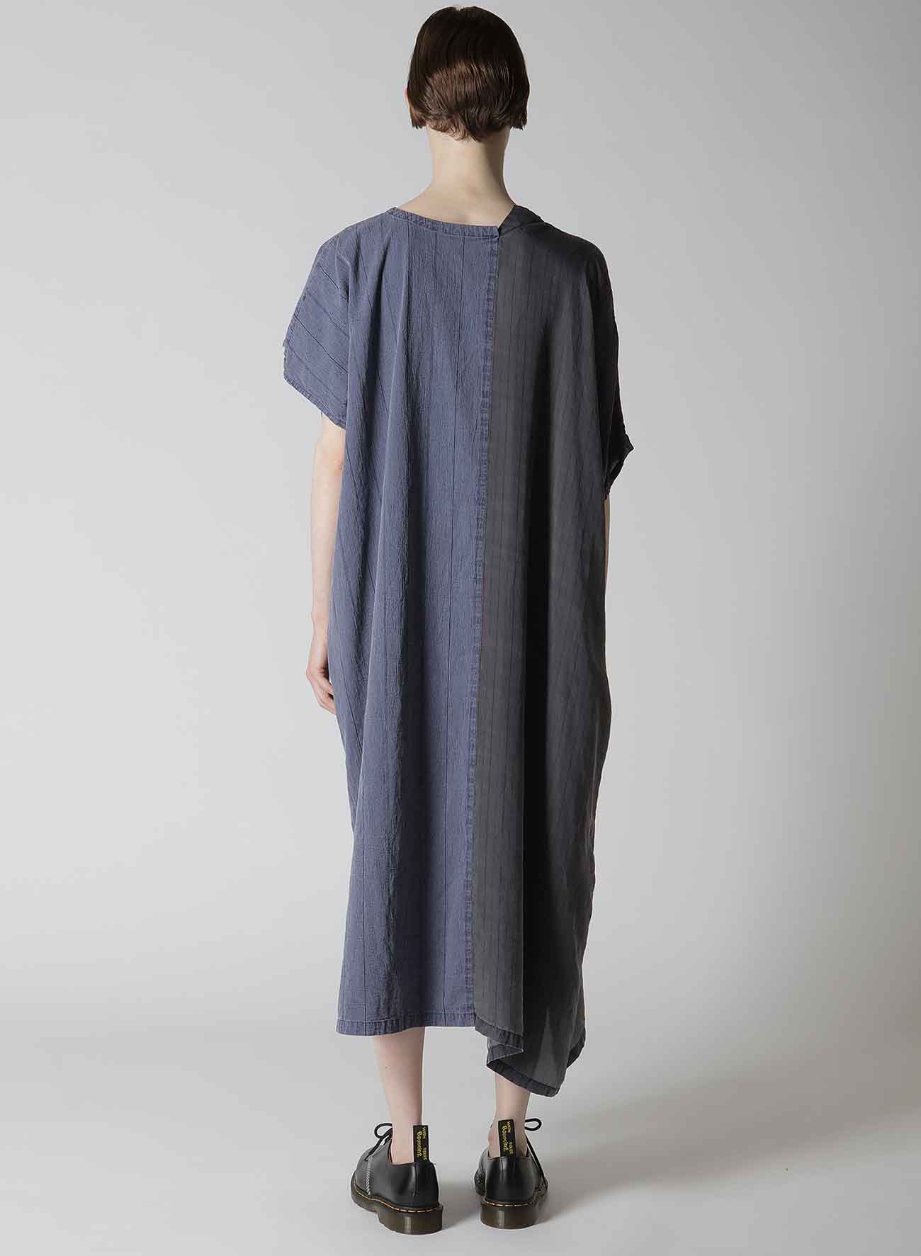 WASHER STRIPE ASYMMETRIC FRENCH DRESS