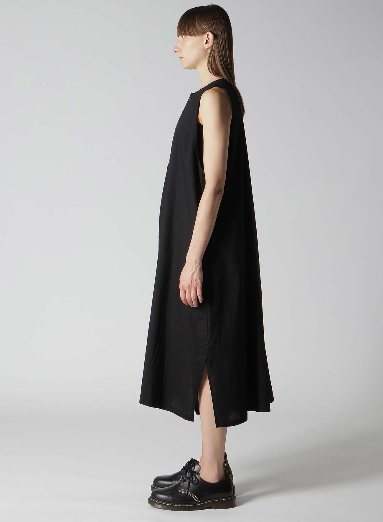 [Y's BORN PRODUCT] THIN COTTON TWILL ASYMMETERIC BUTTON DRESS