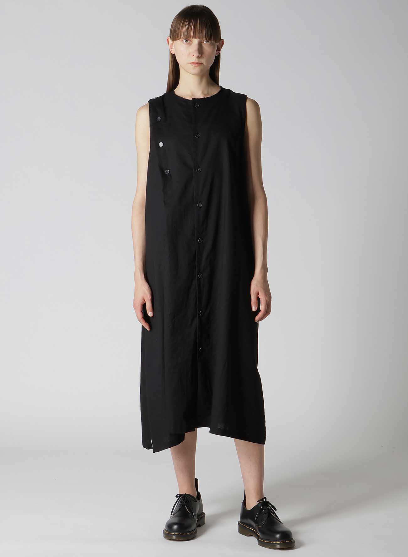 [Y's BORN PRODUCT] THIN COTTON TWILL ASYMMETERIC BUTTON DRESS