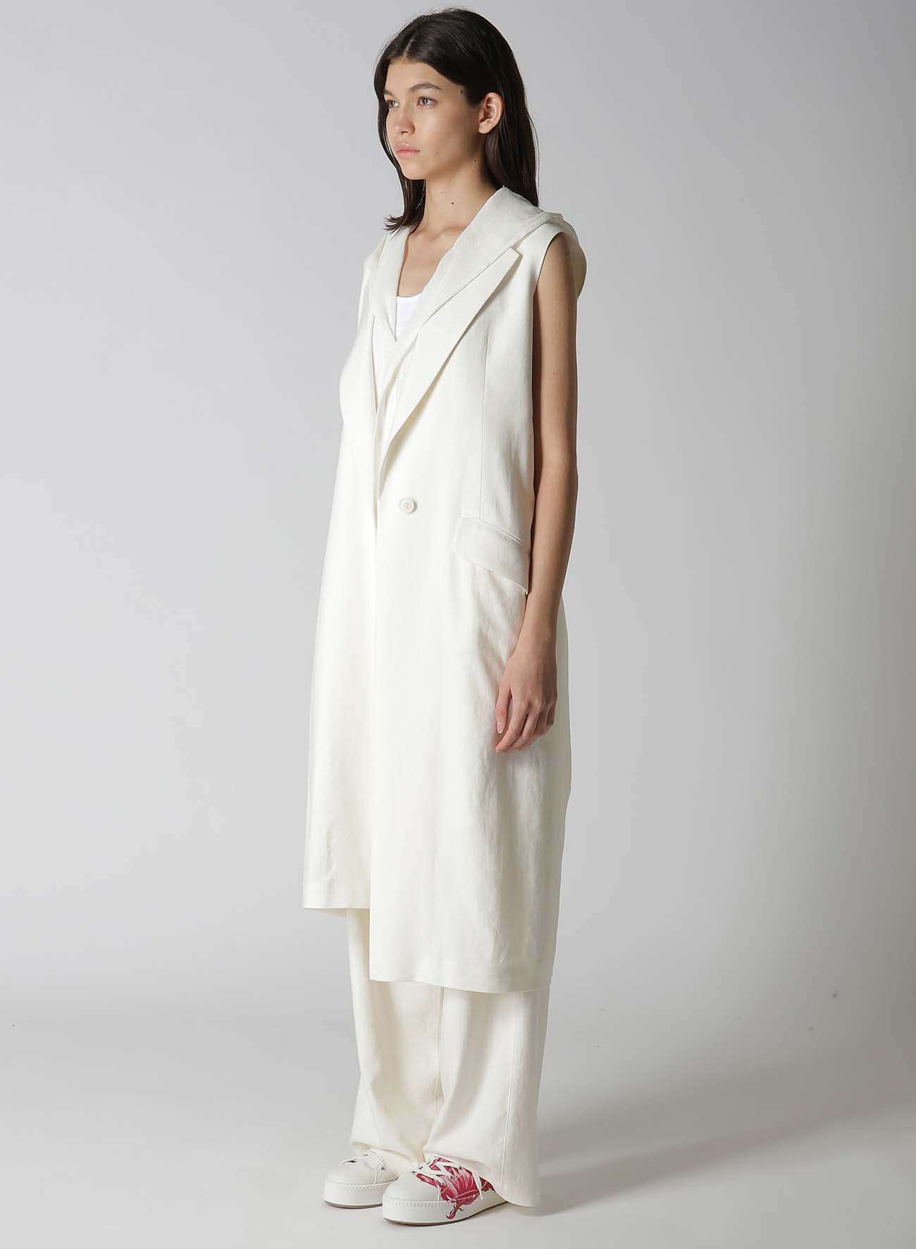 RY/LI CANVAS SLEEVELESS ASYMMETERIC JACKET