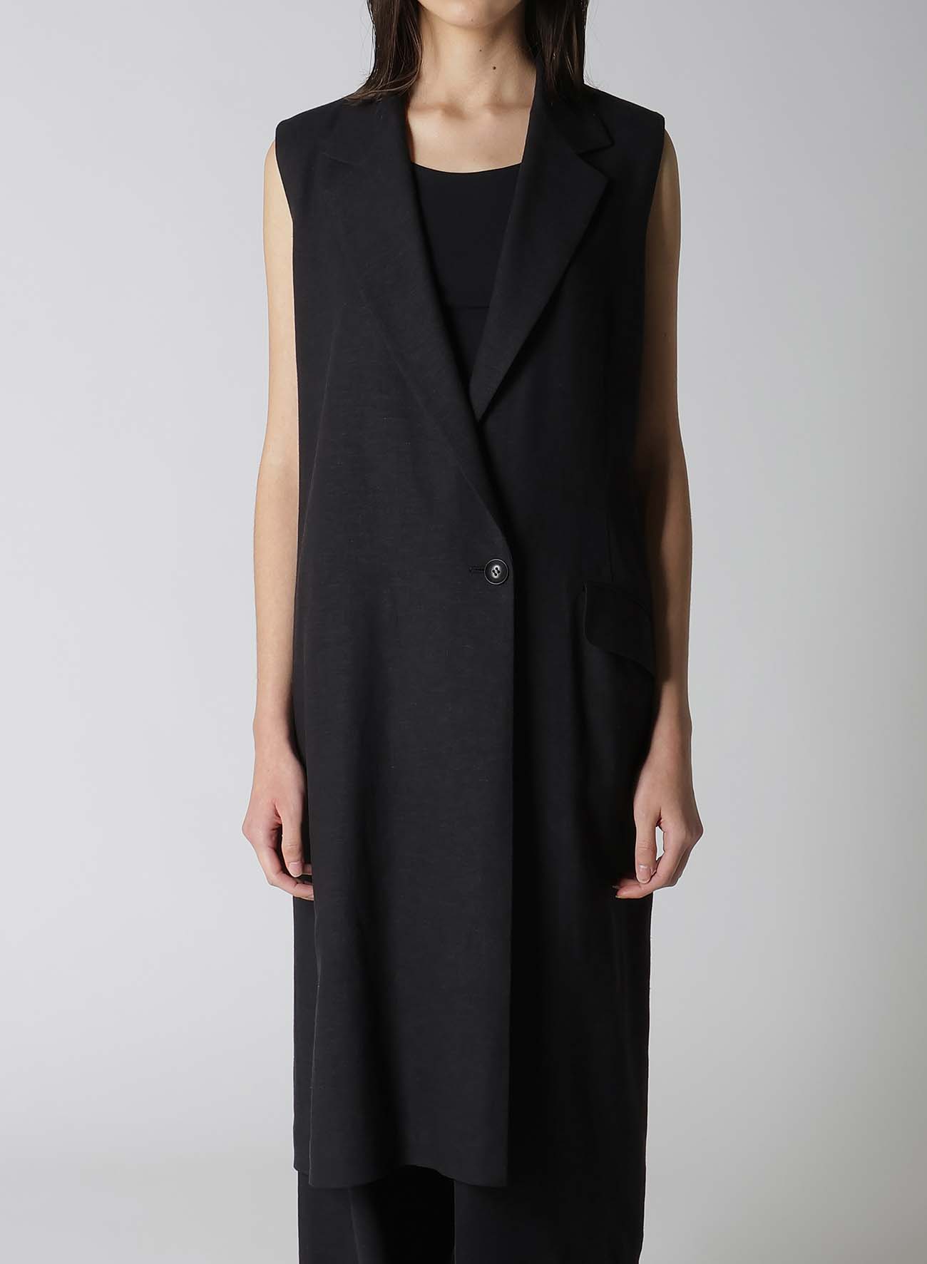 RY/LI CANVAS SLEEVELESS ASYMMETERIC JACKET