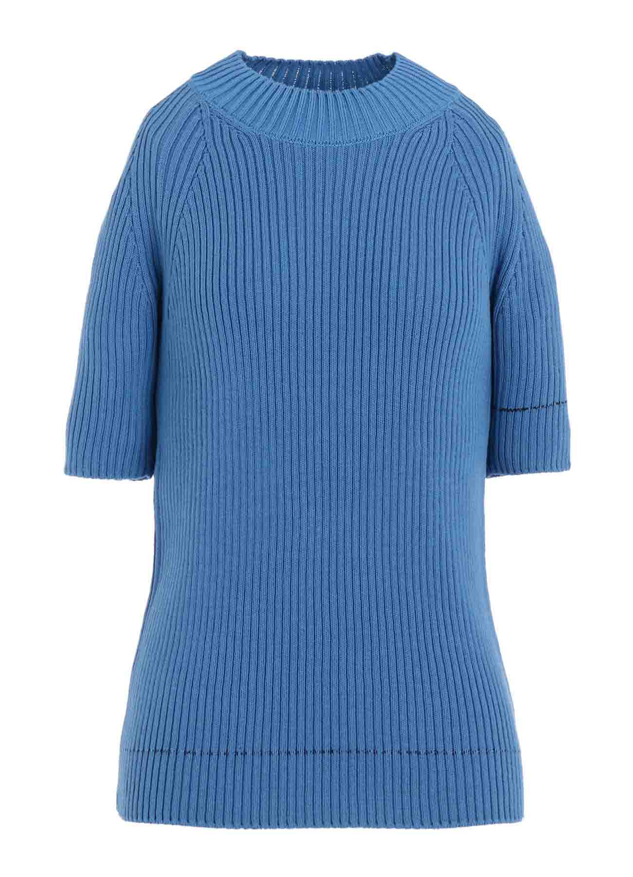 RIB STITCH TWISTED HALF SLEEVE RIB PULLOVER