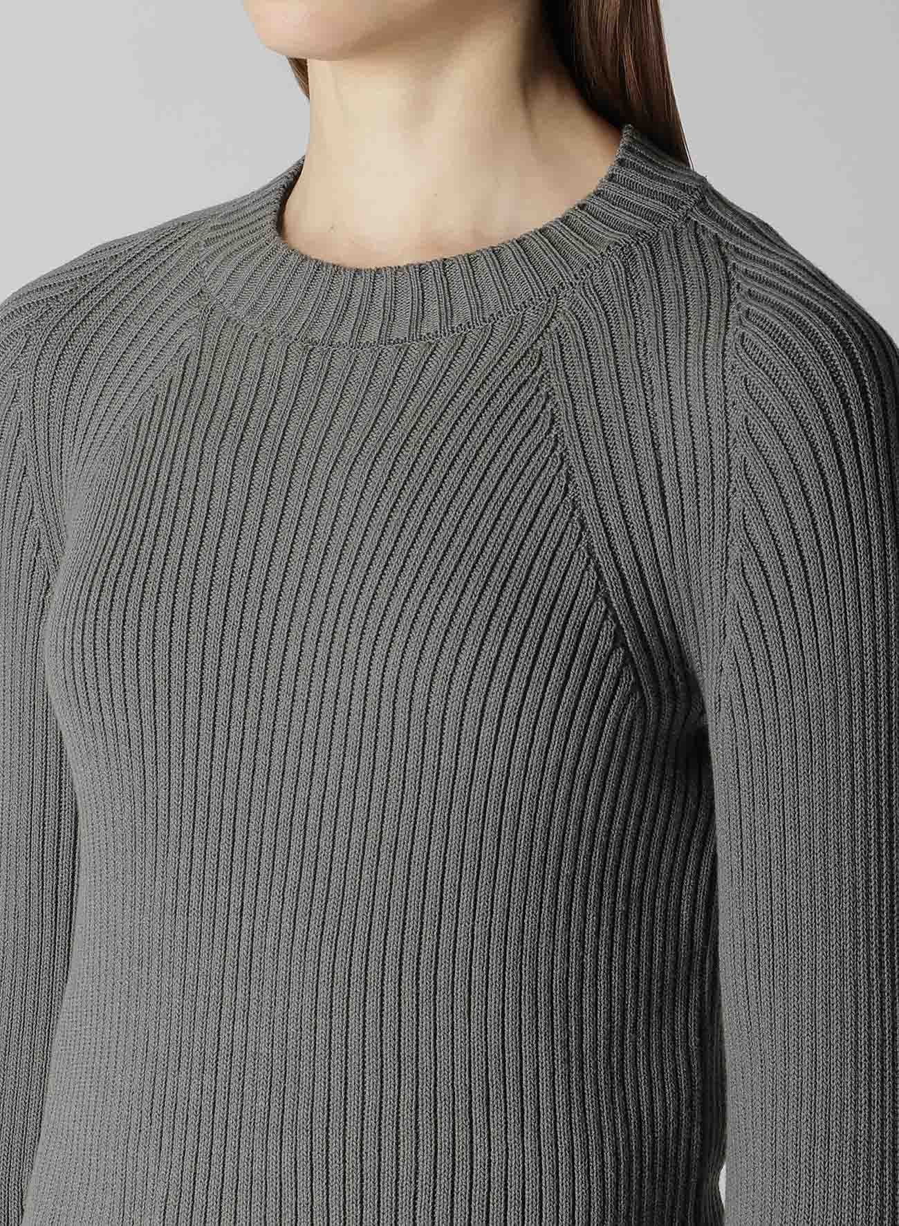 RIB STITCH TWISTED LONG SLEEVE RIB PULLOVER