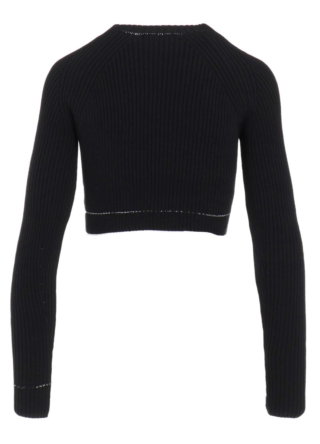 RIB STITCH TWISTED LONG SLEEVE RIB CROPPED PULLOVER