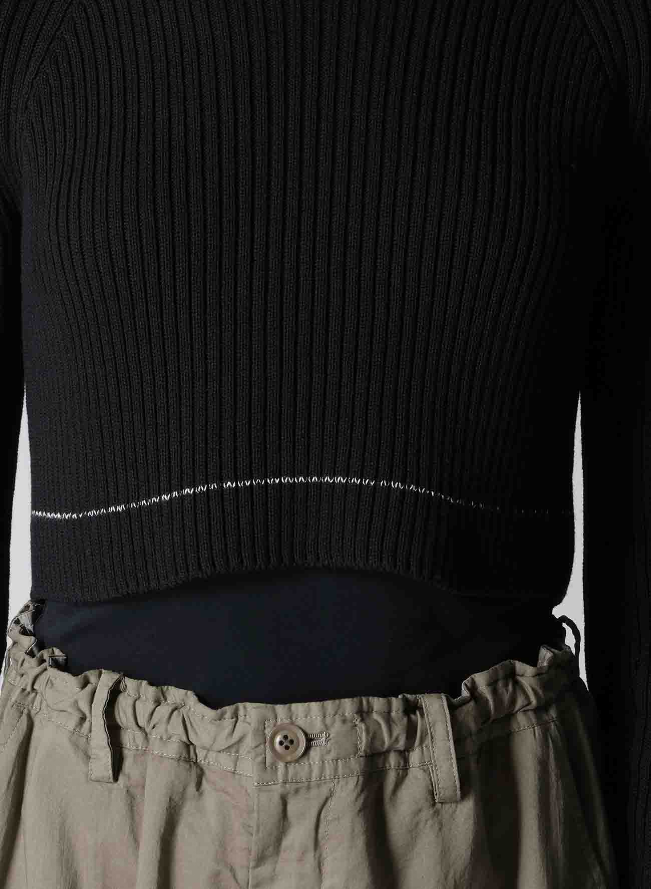 RIB STITCH TWISTED LONG SLEEVE RIB CROPPED PULLOVER