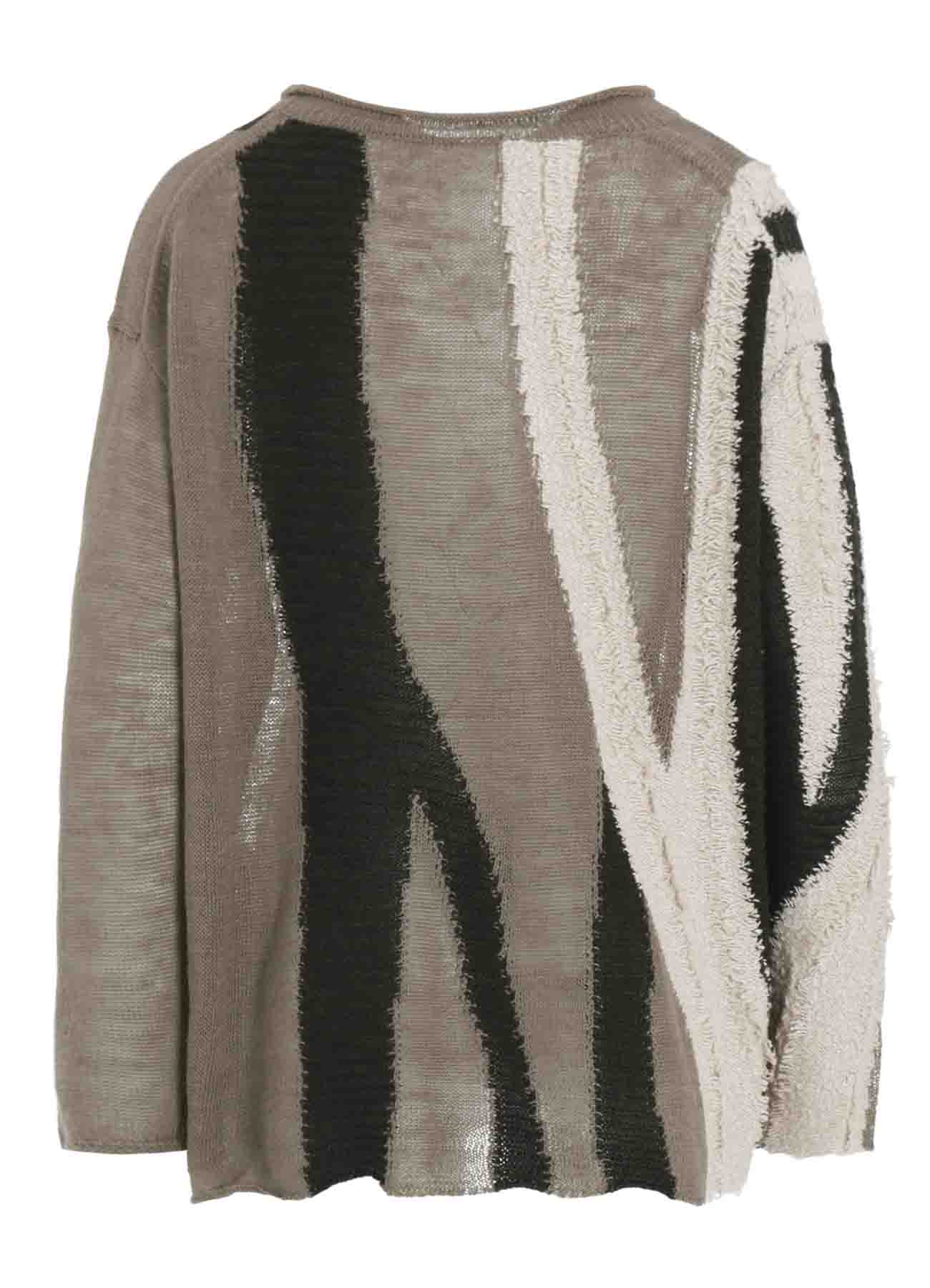 SHEER INTERSIA JACQUARD CREW NECK RELAXED PULLOVER