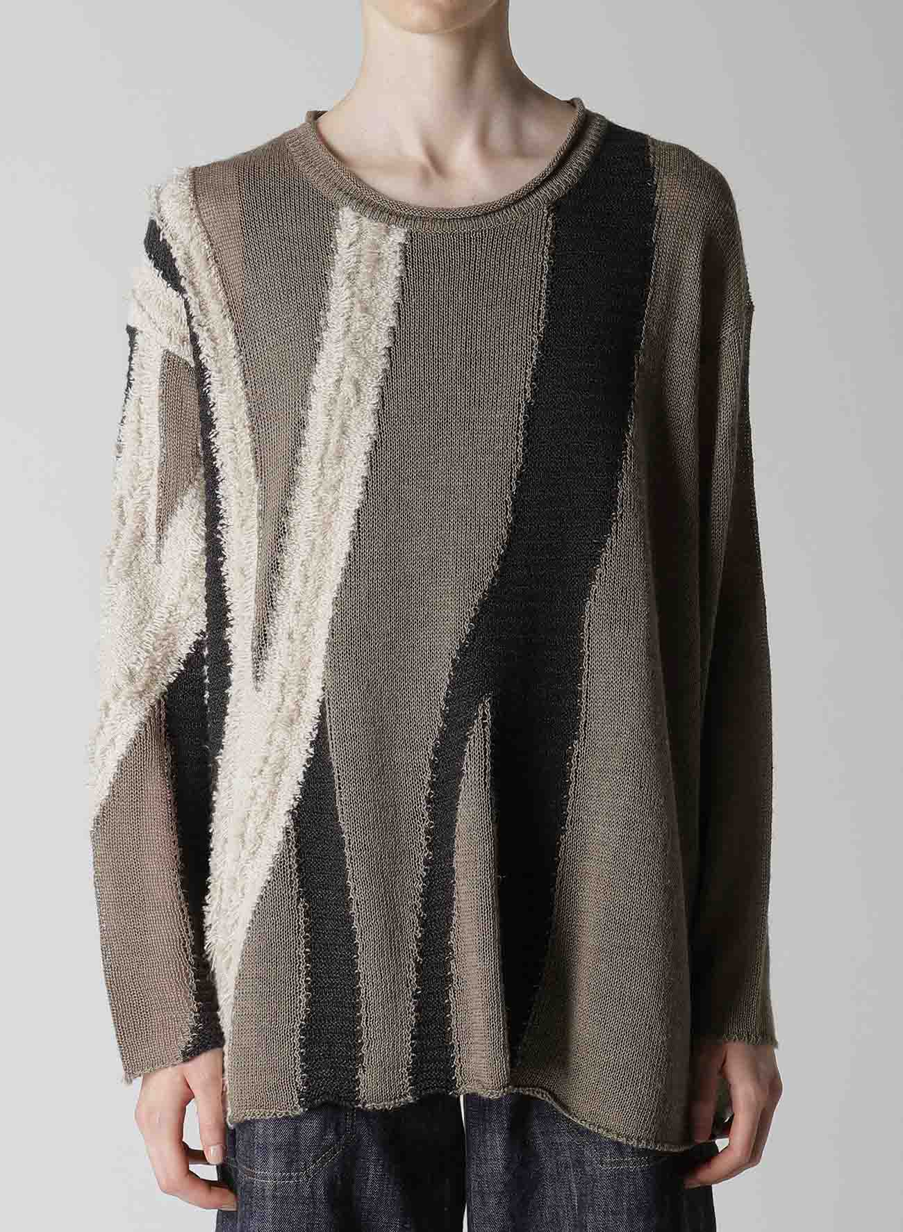 SHEER INTERSIA JACQUARD CREW NECK RELAXED PULLOVER