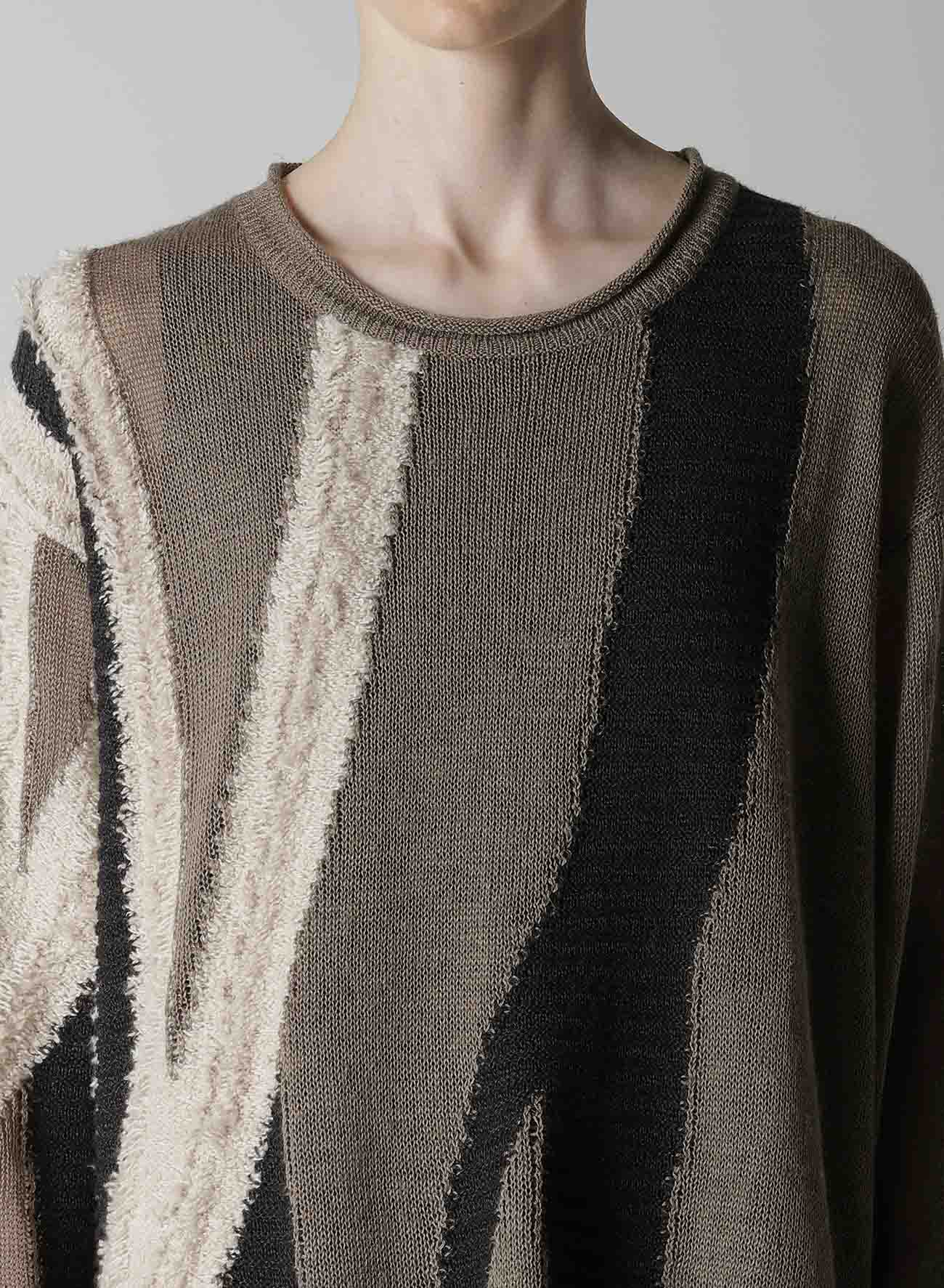 SHEER INTERSIA JACQUARD CREW NECK RELAXED PULLOVER