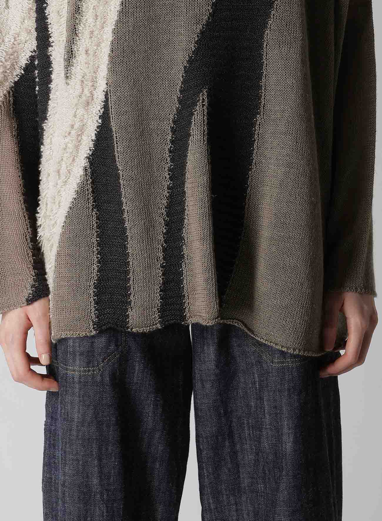 SHEER INTERSIA JACQUARD CREW NECK RELAXED PULLOVER