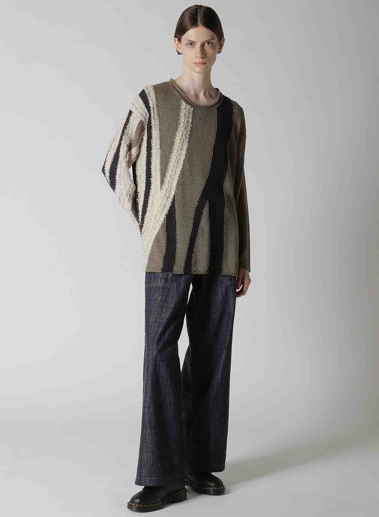 SHEER INTERSIA JACQUARD CREW NECK RELAXED PULLOVER