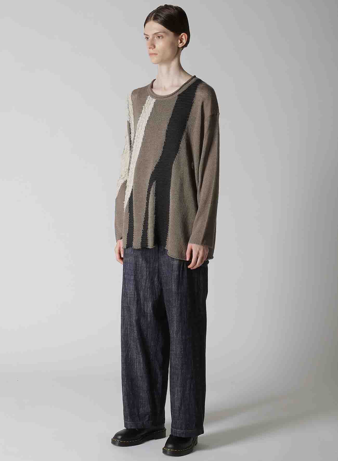 SHEER INTERSIA JACQUARD CREW NECK RELAXED PULLOVER