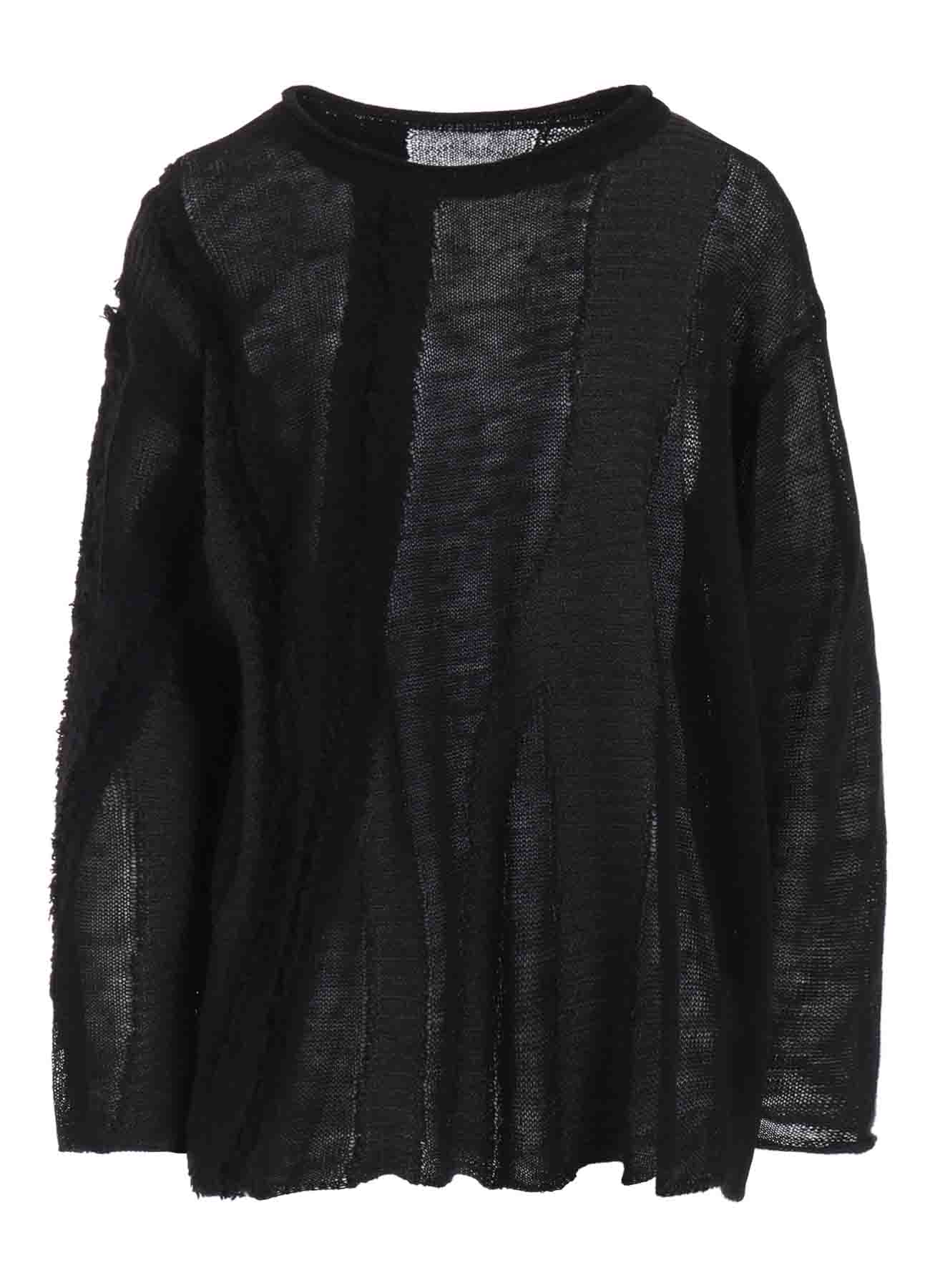 SHEER INTERSIA JACQUARD CREW NECK RELAXED PULLOVER