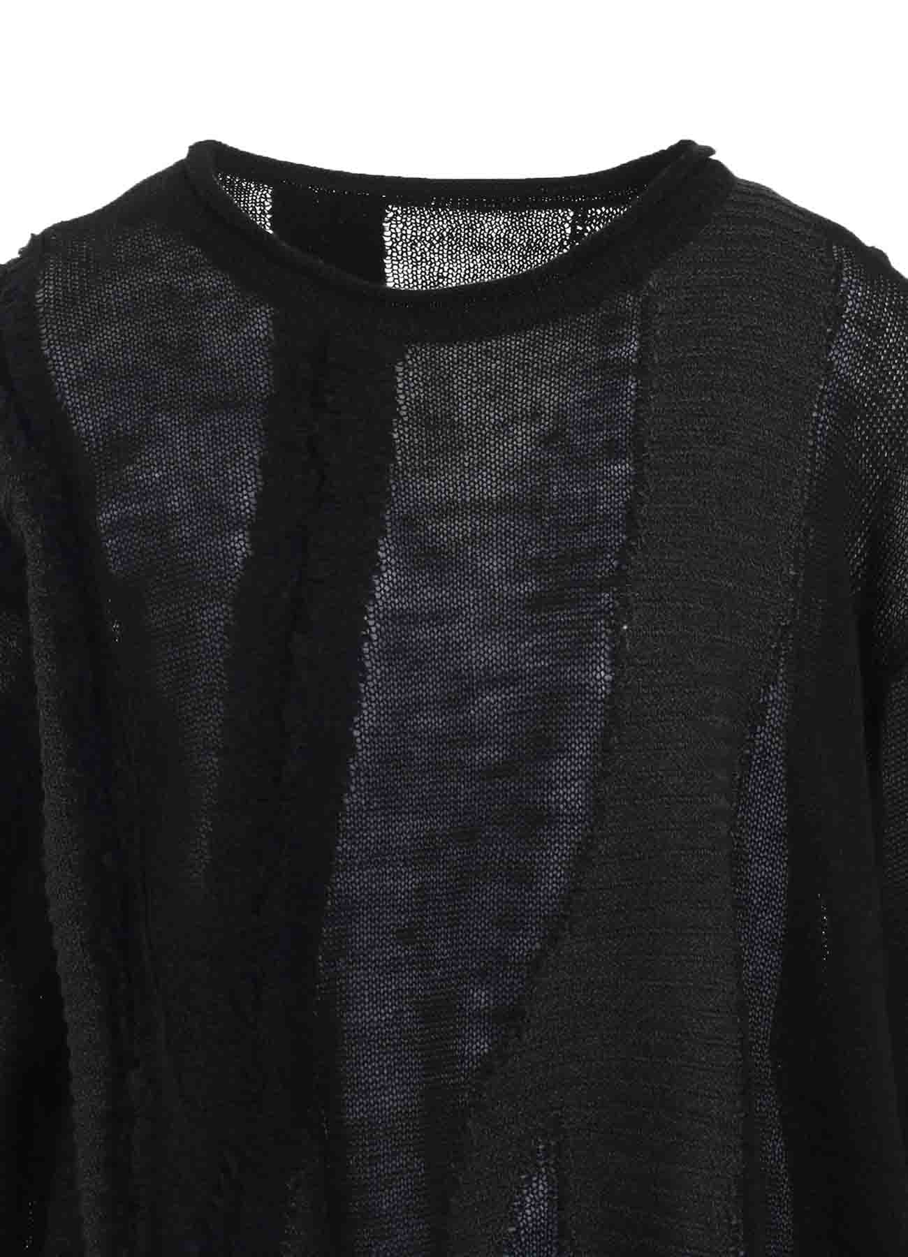 SHEER INTERSIA JACQUARD CREW NECK RELAXED PULLOVER