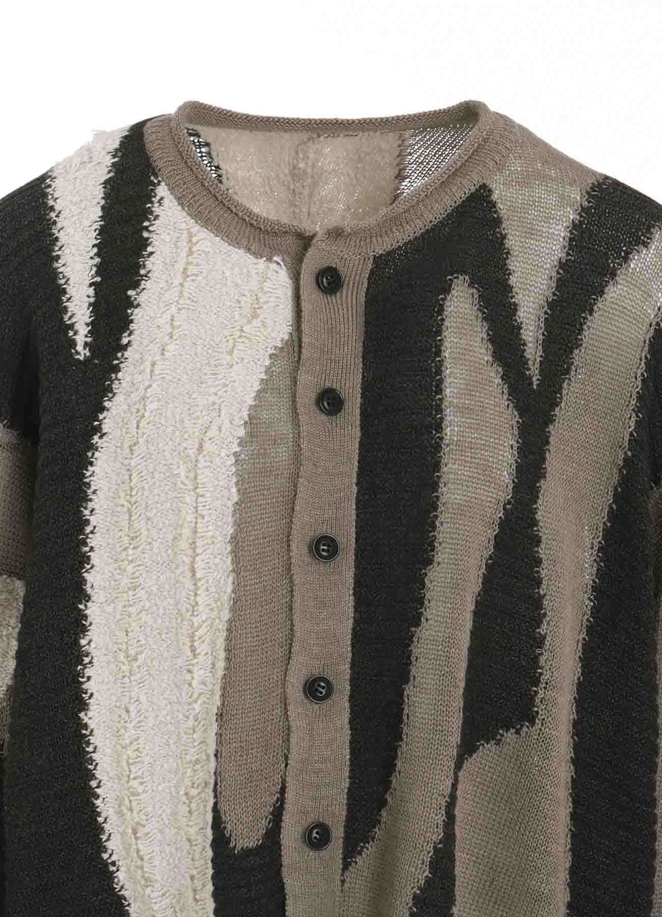 SHEER INTERSIA JACQUARD CREW NECK RELAXED CARDIGAN