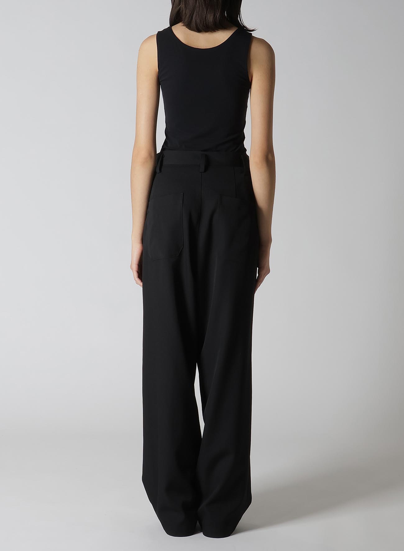 WOOL GABARDINE FRONT DOUBLE TUCKED PANTS