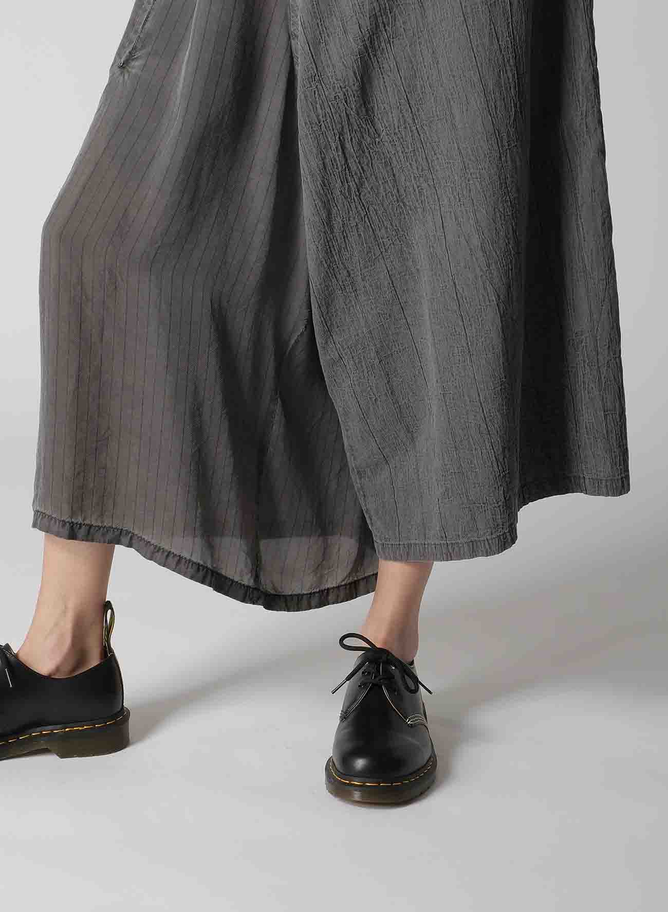 WASHER STRIPE ASYMMETRIC WAIST STRING PANTS