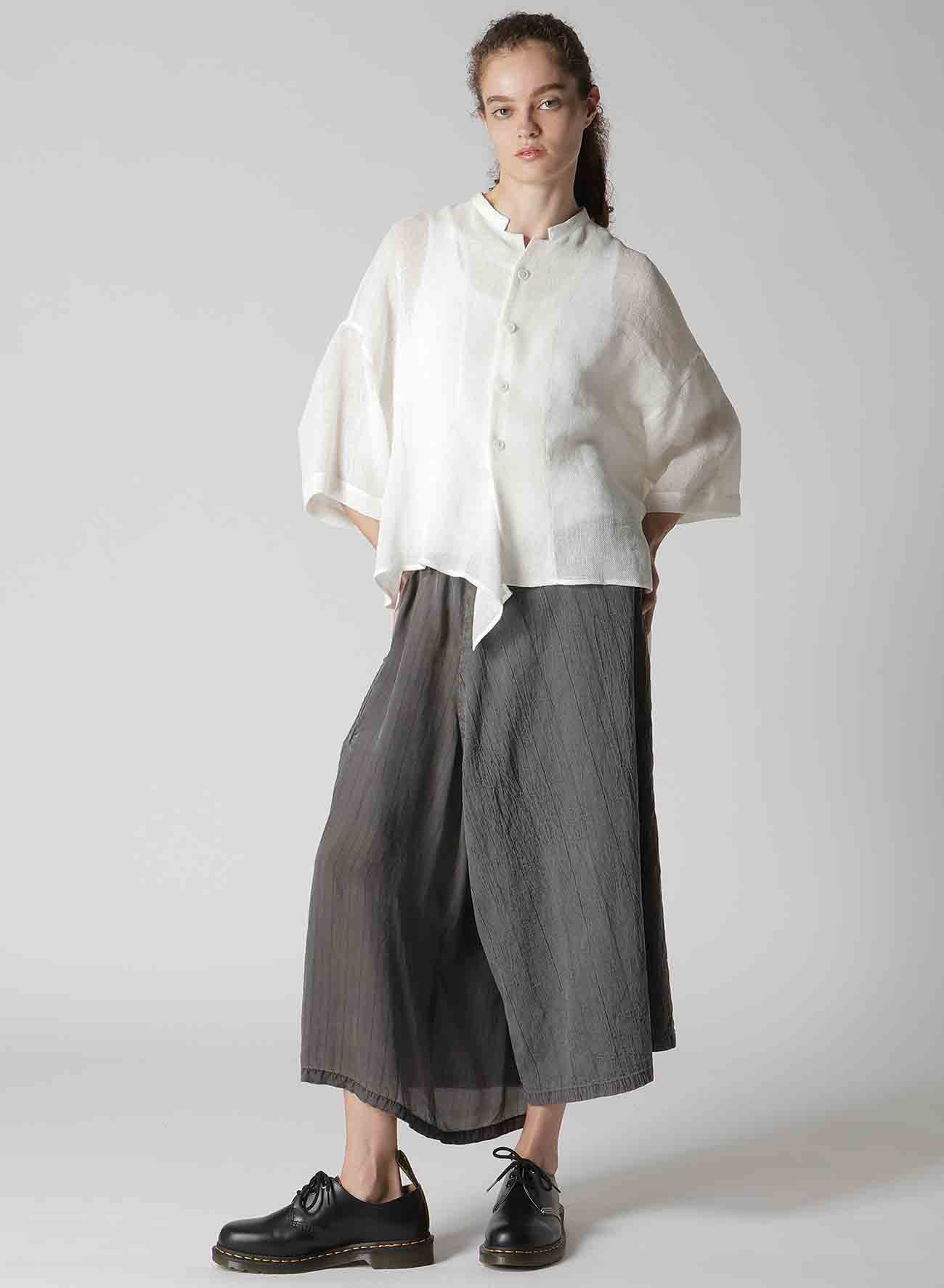 WASHER STRIPE ASYMMETRIC WAIST STRING PANTS