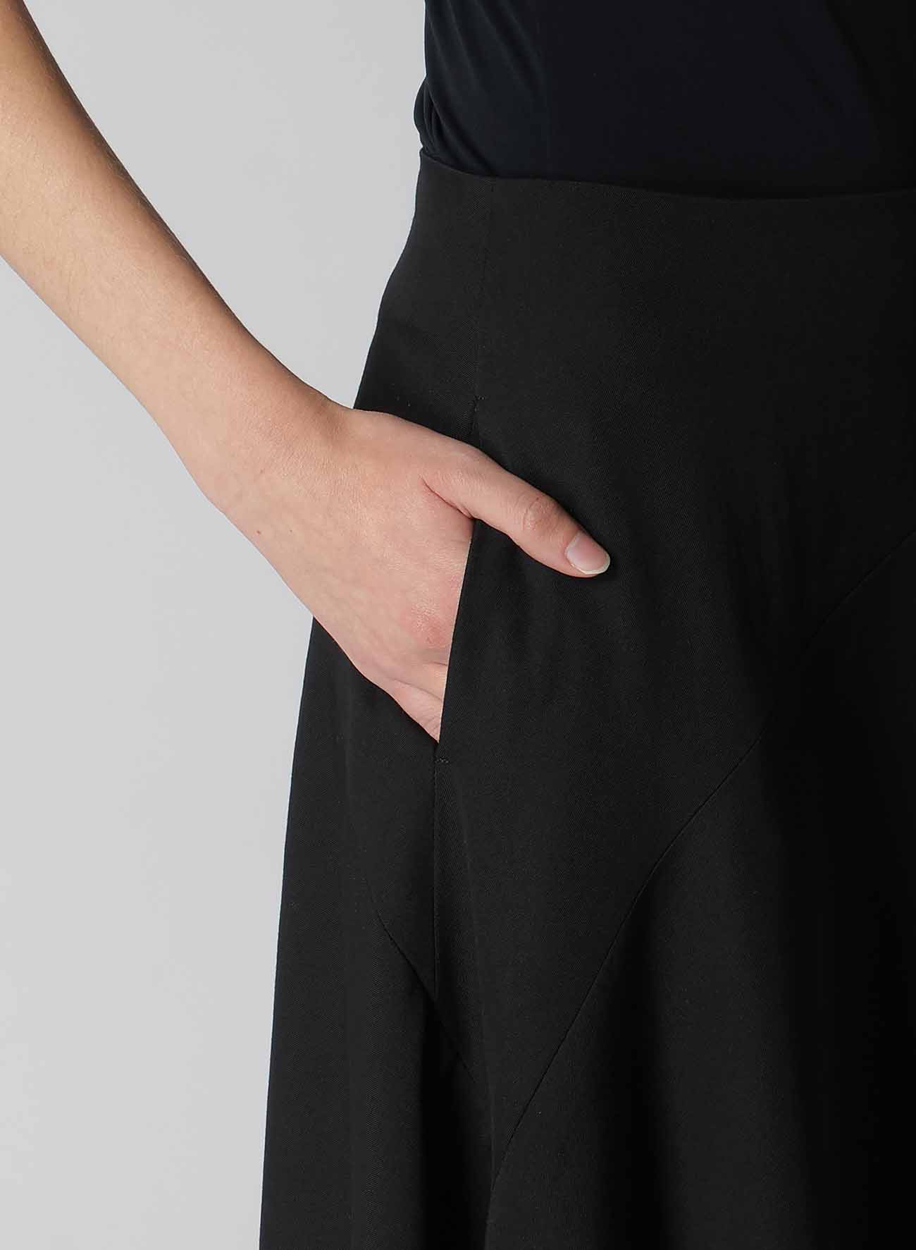 WOOL GABARDINE ASYMMETERIC FLARE SKIRT