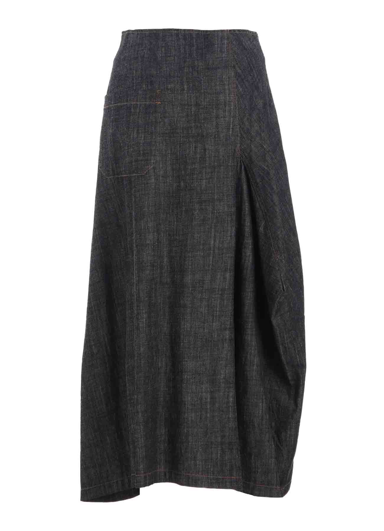 8OZ DENIM PANEL TUCKED FLARE SKIRT