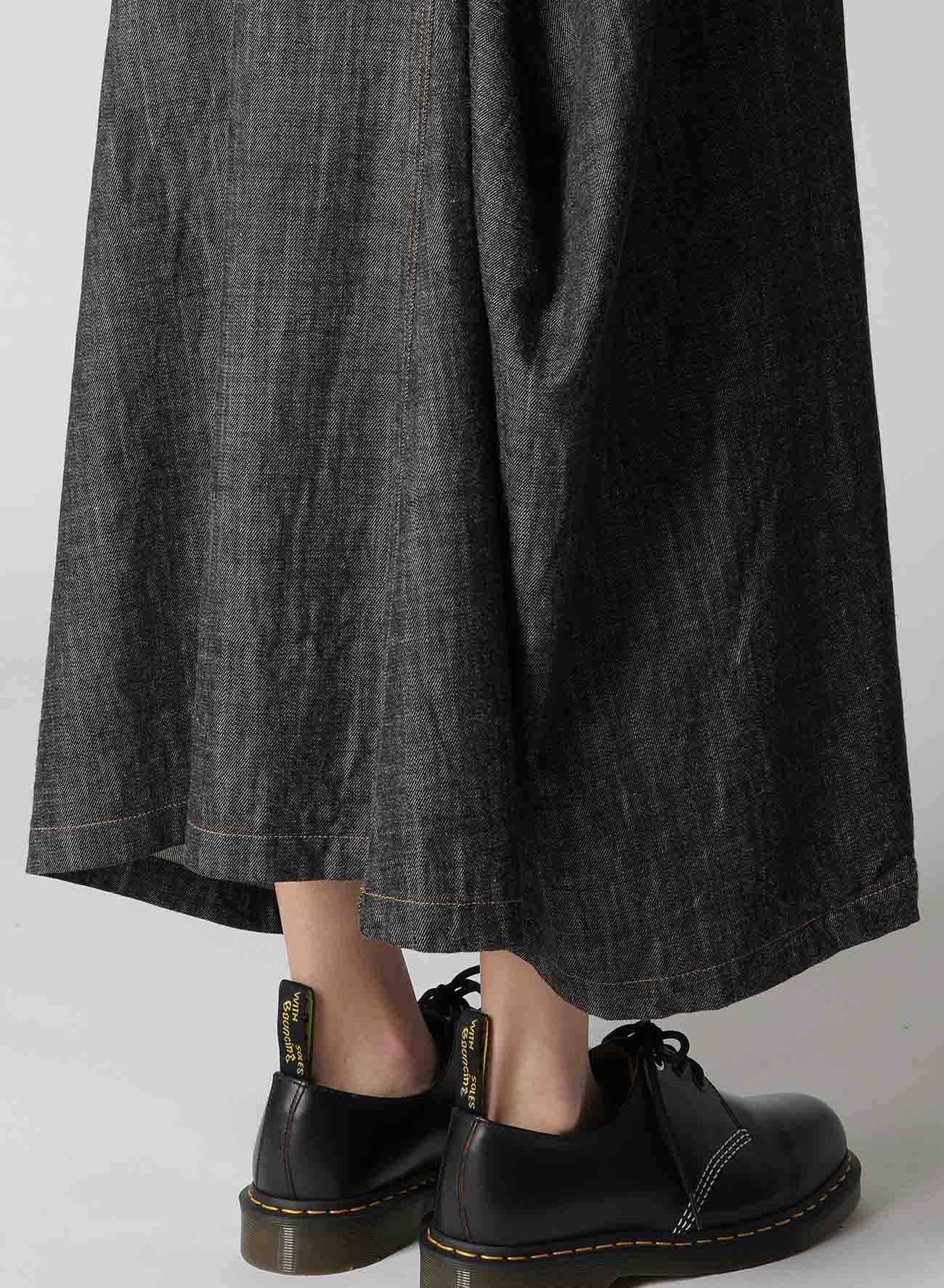 8OZ DENIM PANEL TUCKED FLARE SKIRT