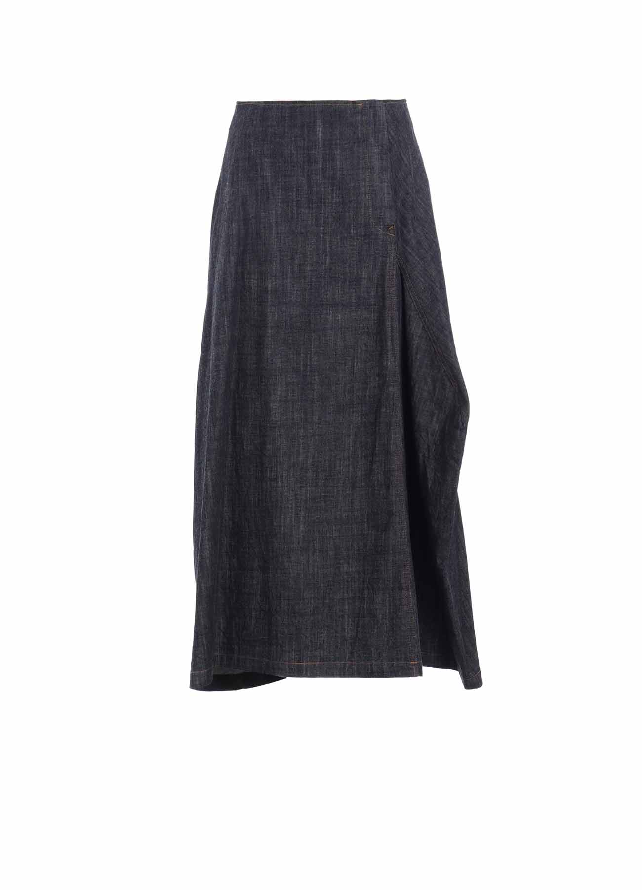 8OZ DENIM PANEL TUCKED FLARE SKIRT