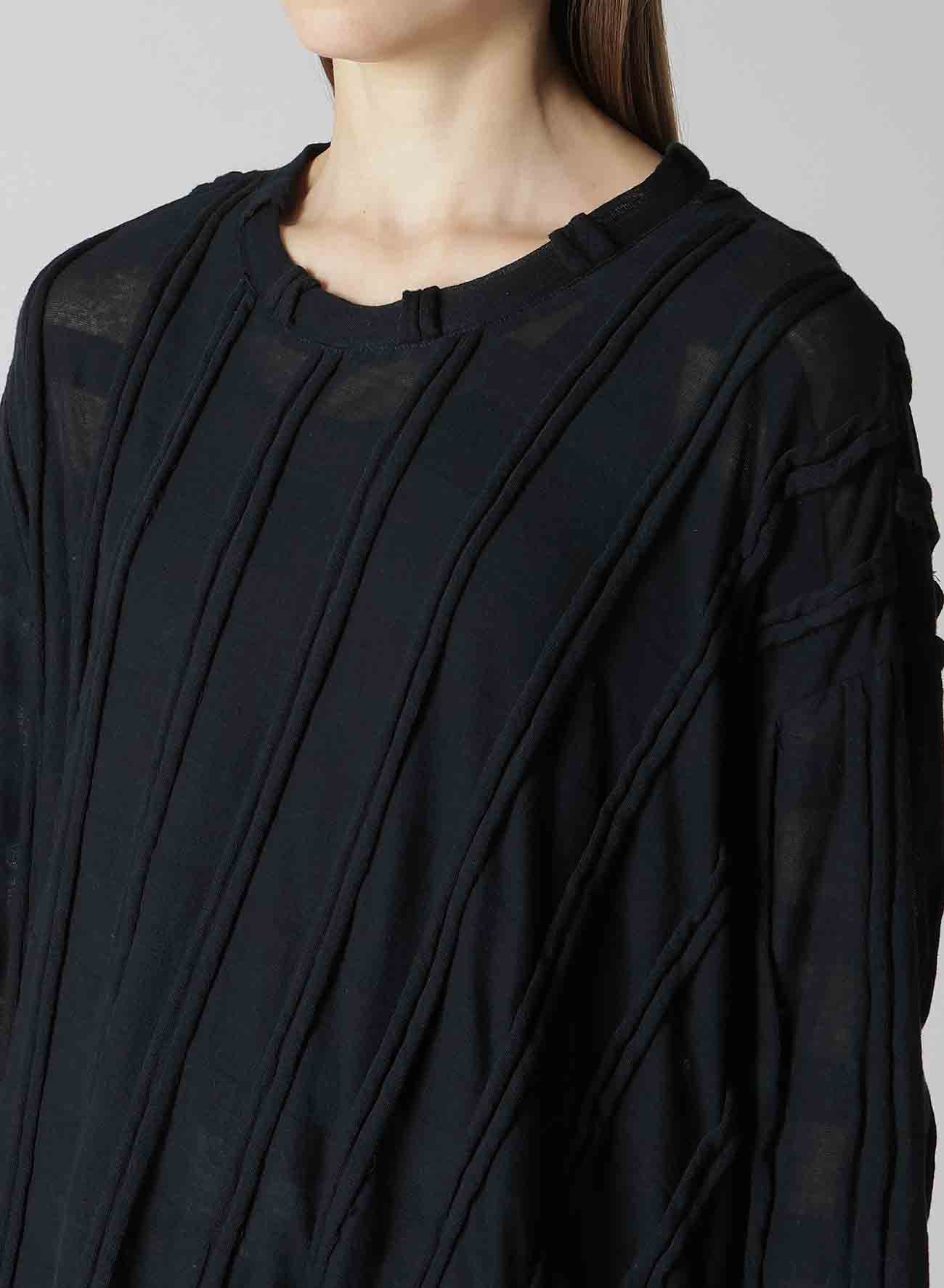 CHECK CUT JACQUARD ASYMMETRIC DRAPE T