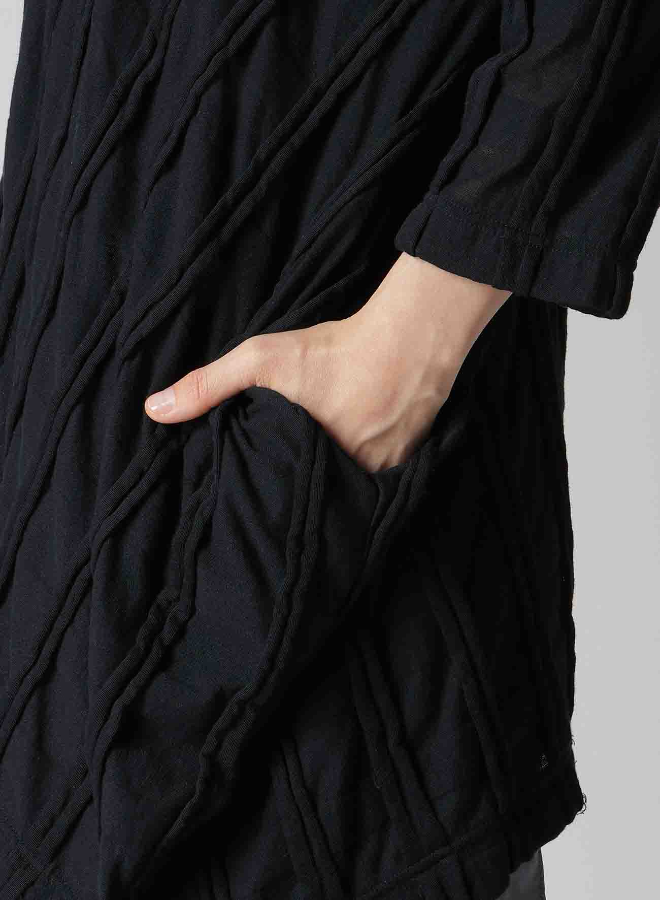 CHECK CUT JACQUARD ASYMMETRIC DRAPE T