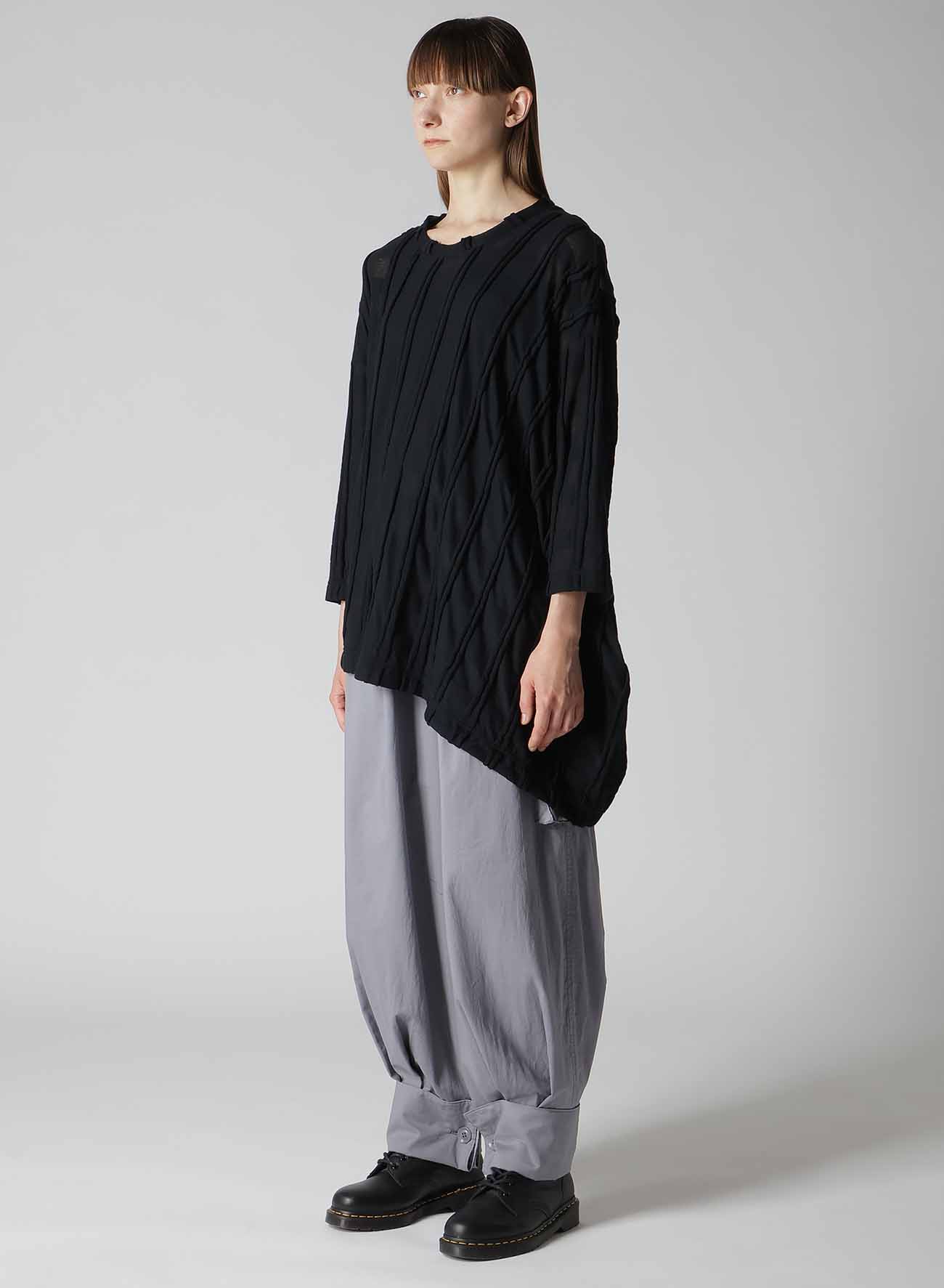 CHECK CUT JACQUARD ASYMMETRIC DRAPE T