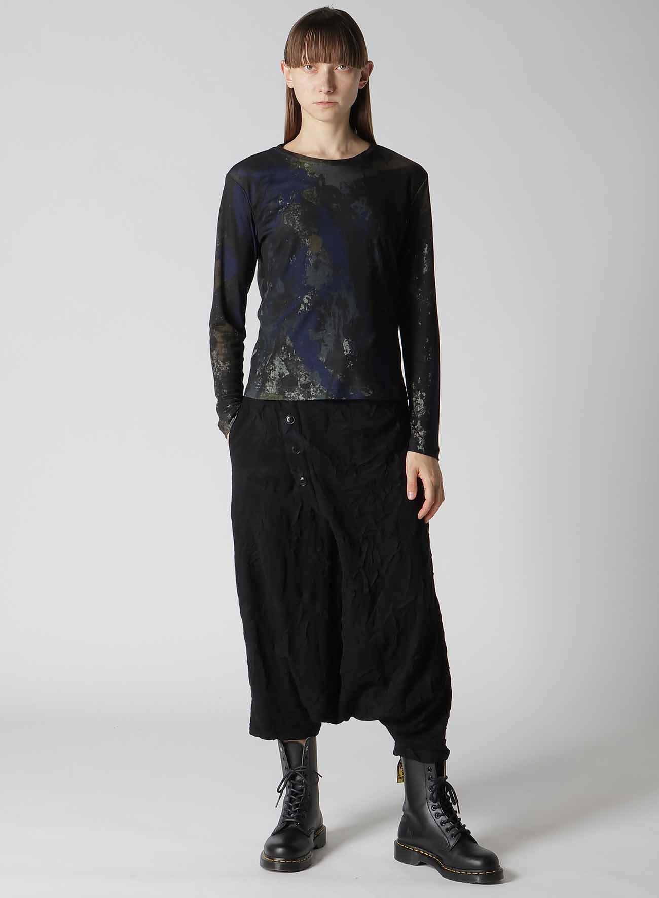 FRENCH TERRY DOUBLED FRONT BUTTON PANTS