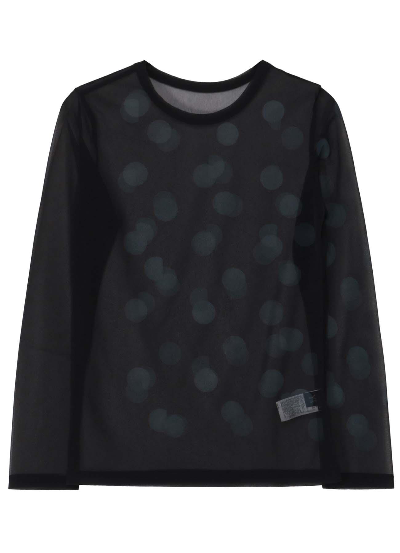 GAUZE JERSEY DOT PRINT ROUND NECK LONG SLEEVE T