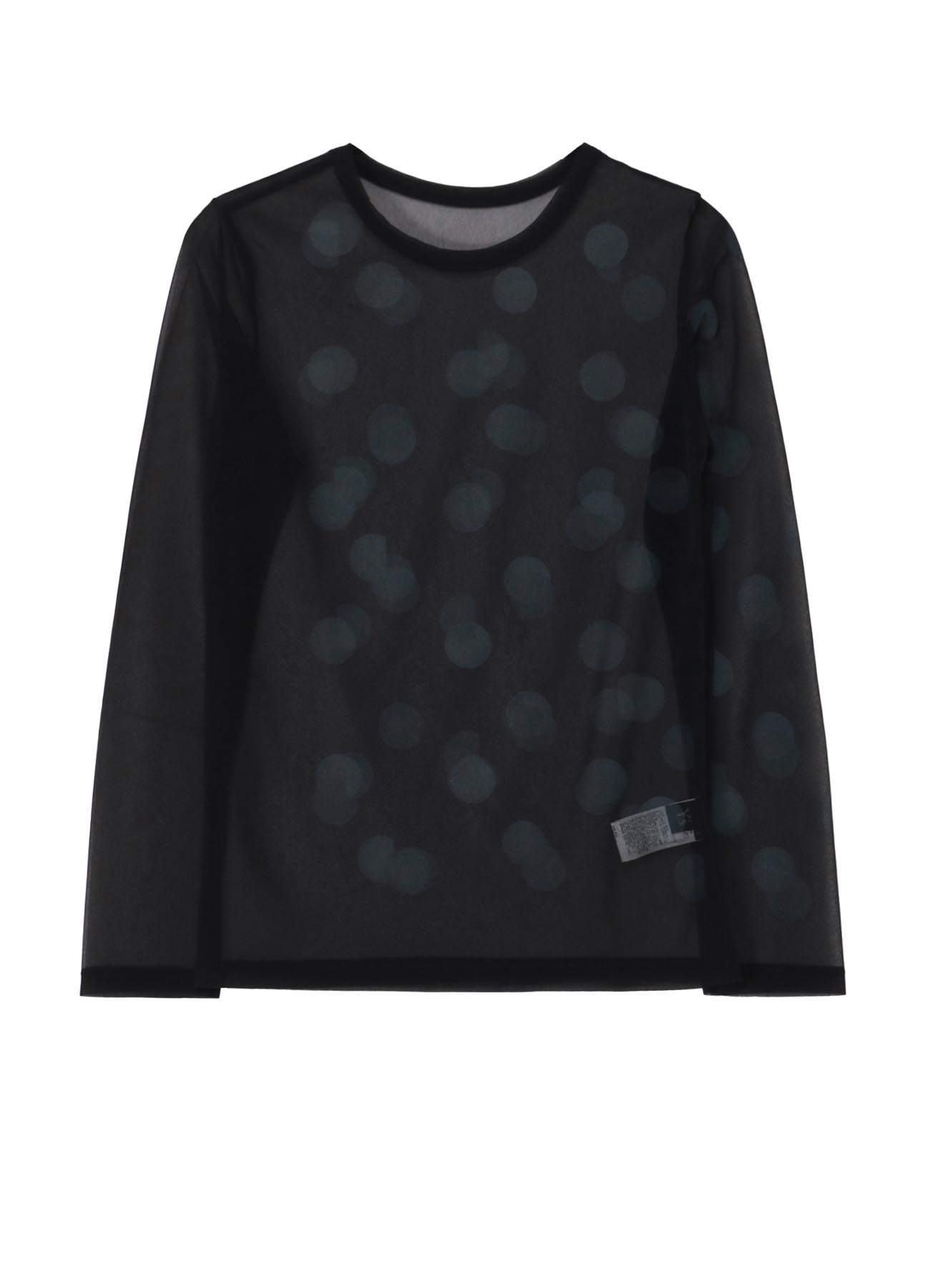 GAUZE JERSEY DOT PRINT ROUND NECK LONG SLEEVE T