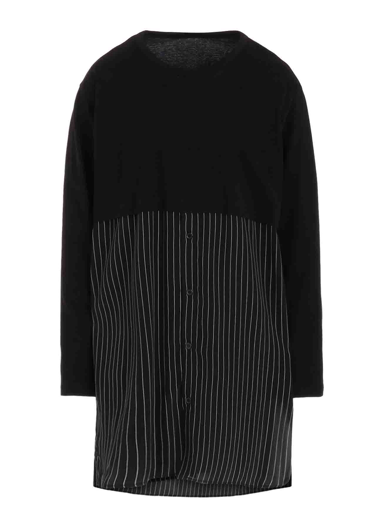 POLYESTER DE CHINE STRIPE CONBI LONG SLEEVE T