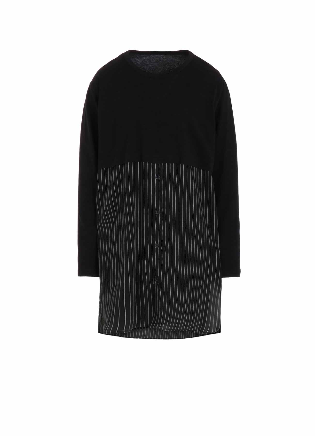 POLYESTER DE CHINE STRIPE CONBI LONG SLEEVE T