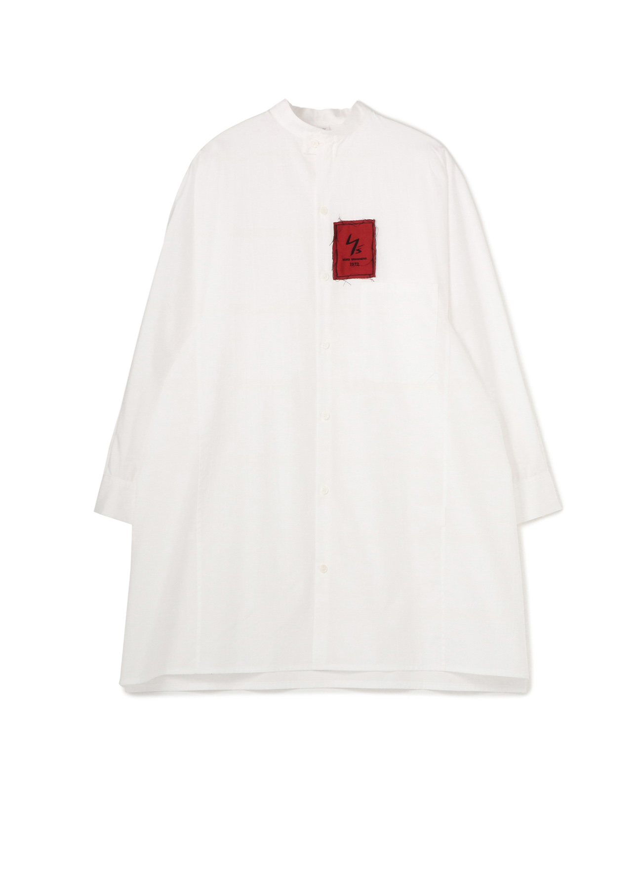 [Y's1972] LOGO PATCH BROAD STAND COLLAR SHIRT