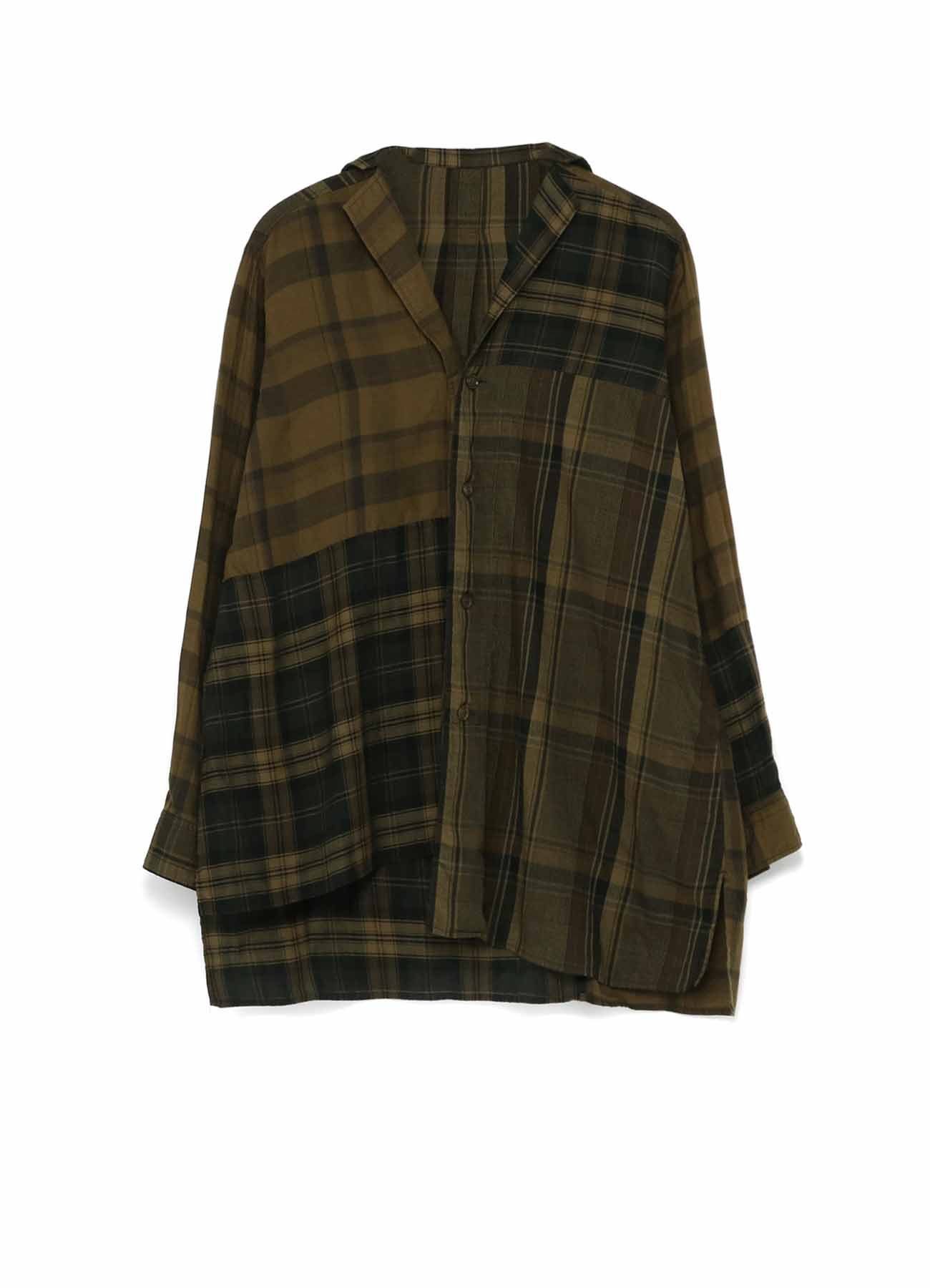 TWILL CHECKED ASYMME SQUARE SHIRT