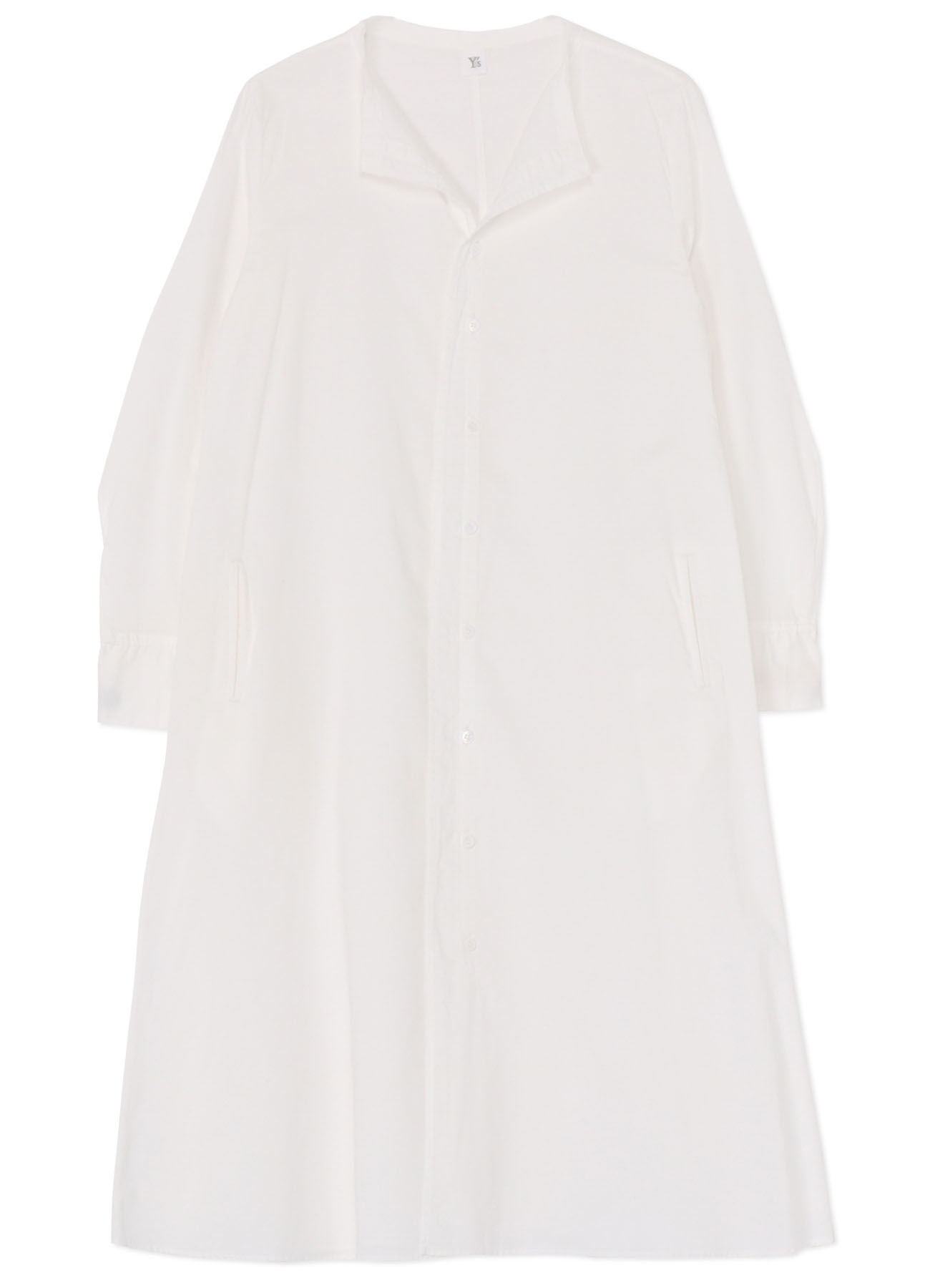 [Y's BORN PRODUCT] THIN COTTON TWILL COLLARLESS A-LINE DRESS