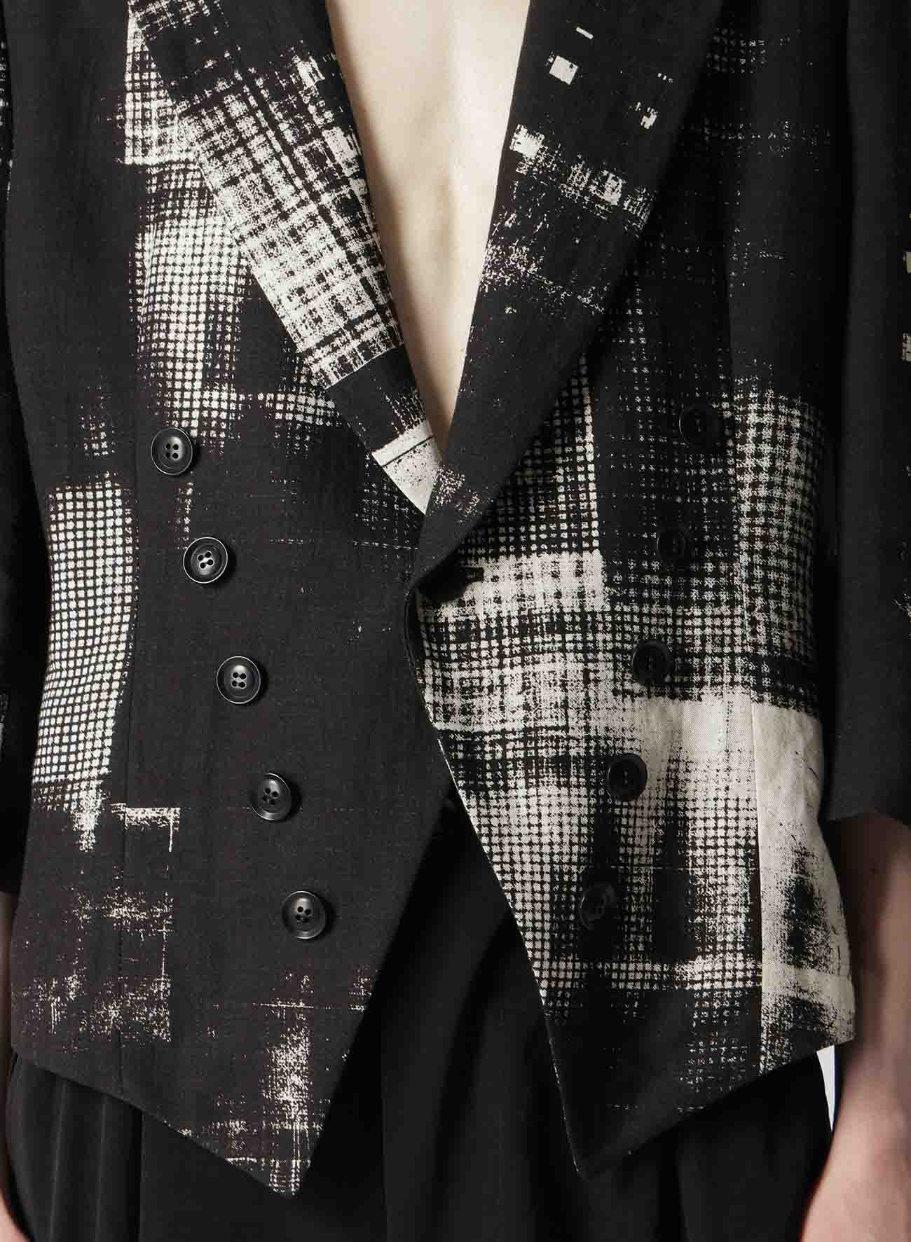 COPIED CHECKED PRINT CROPPED SLEEVE TAIL JACKET