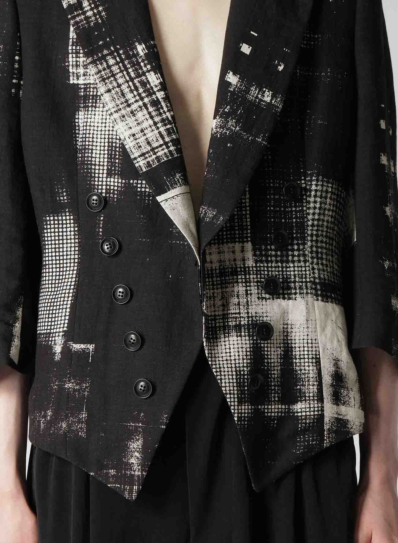 COPIED CHECKED PRINT CROPPED SLEEVE TAIL JACKET