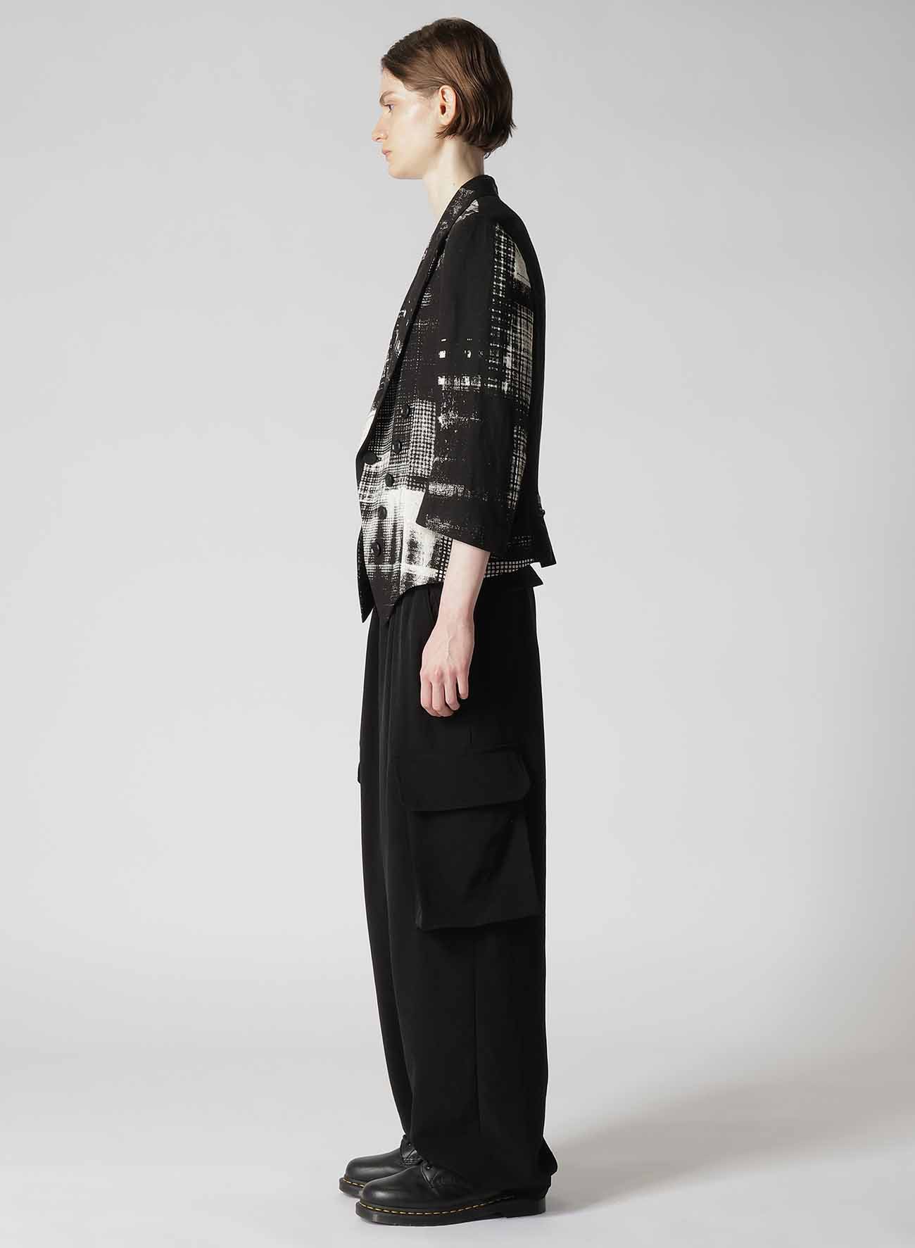 COPIED CHECKED PRINT CROPPED SLEEVE TAIL JACKET