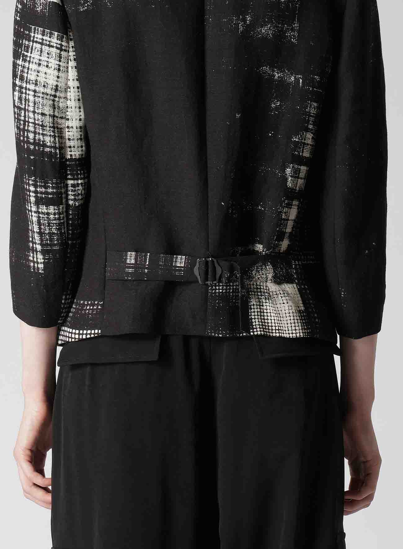 COPIED CHECKED PRINT CROPPED SLEEVE TAIL JACKET