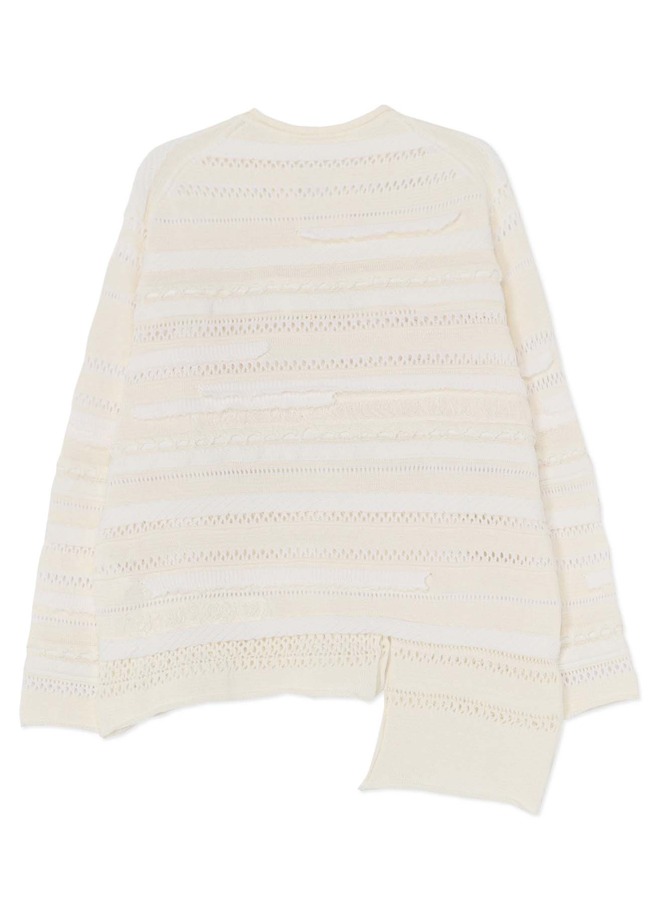 STRIPE OPENWORK ASYMMETRIC LONG SLEEVE PULLOVER