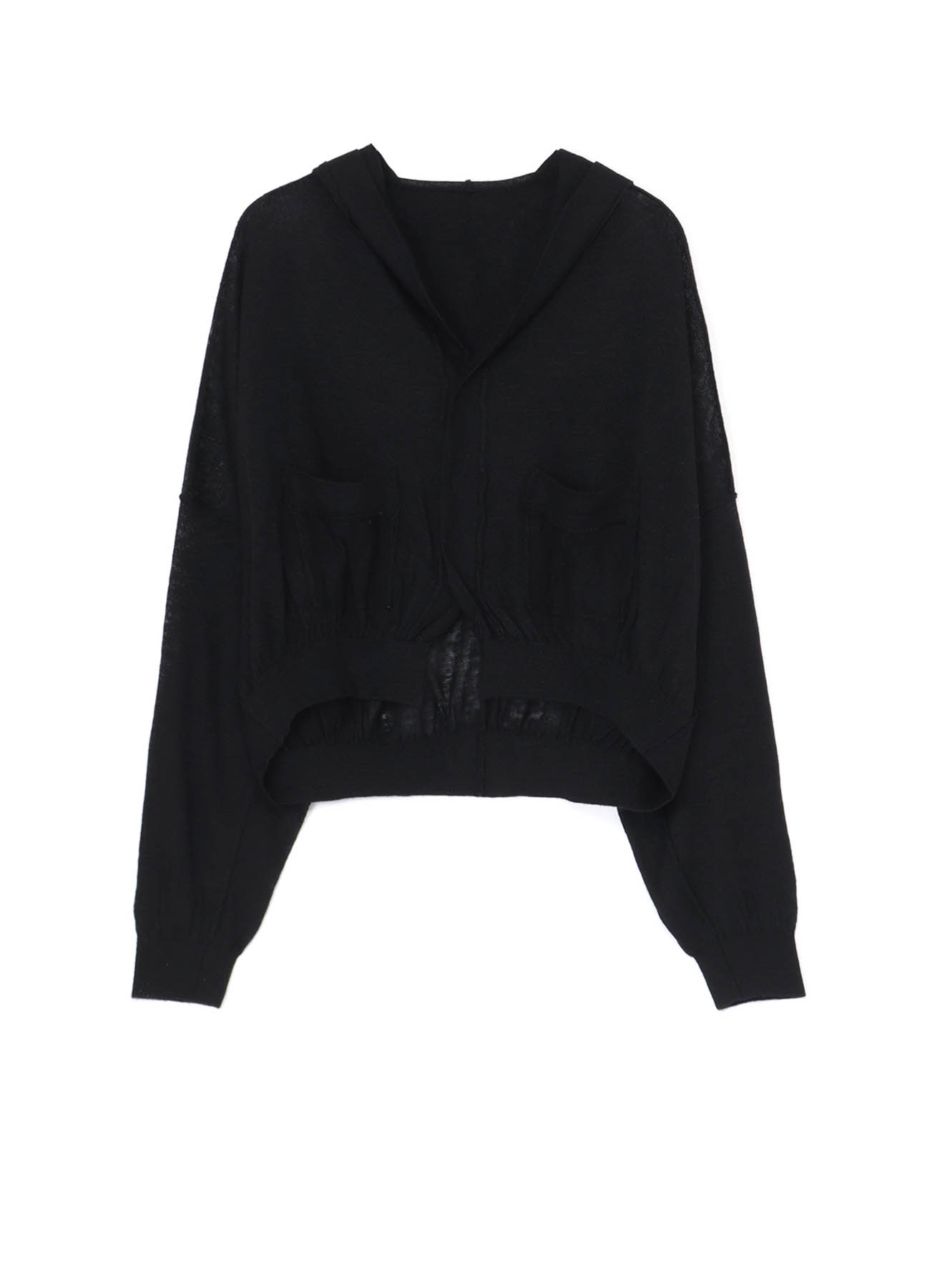 12G1P JERSEY CROPPED HOODED KNIT CARDIGAN